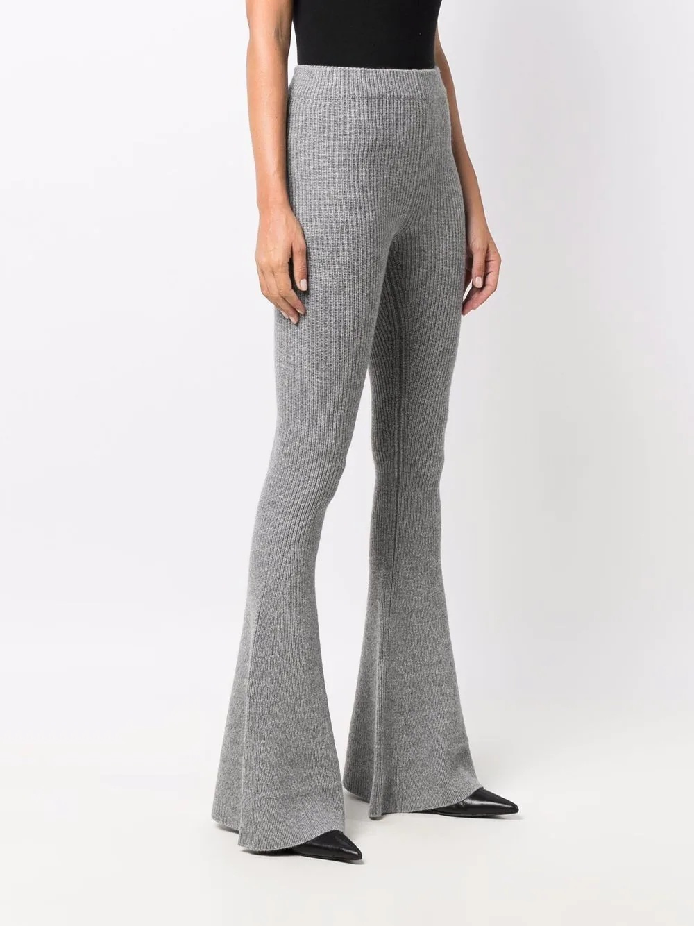 ribbed-knit flared trousers - 3