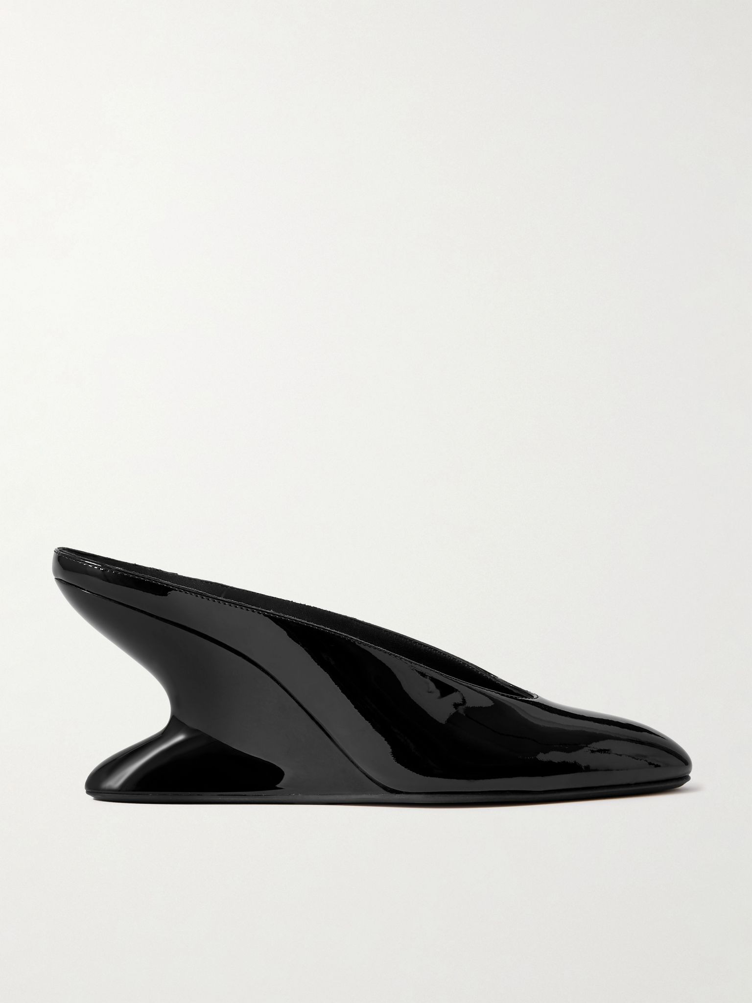 Patent-leather wedge mules Black - 1