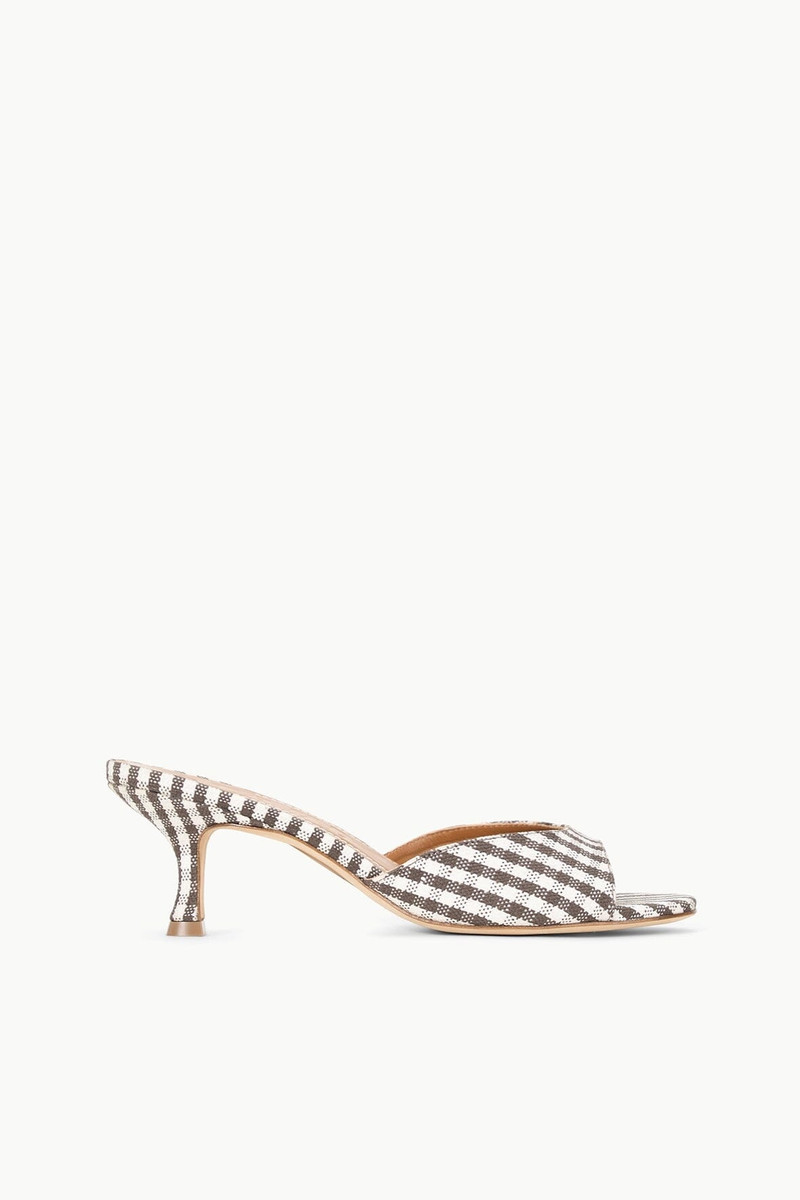 STAUD BRIGITTE MULE DARK CHOCOLATE MICRO CHECK 1