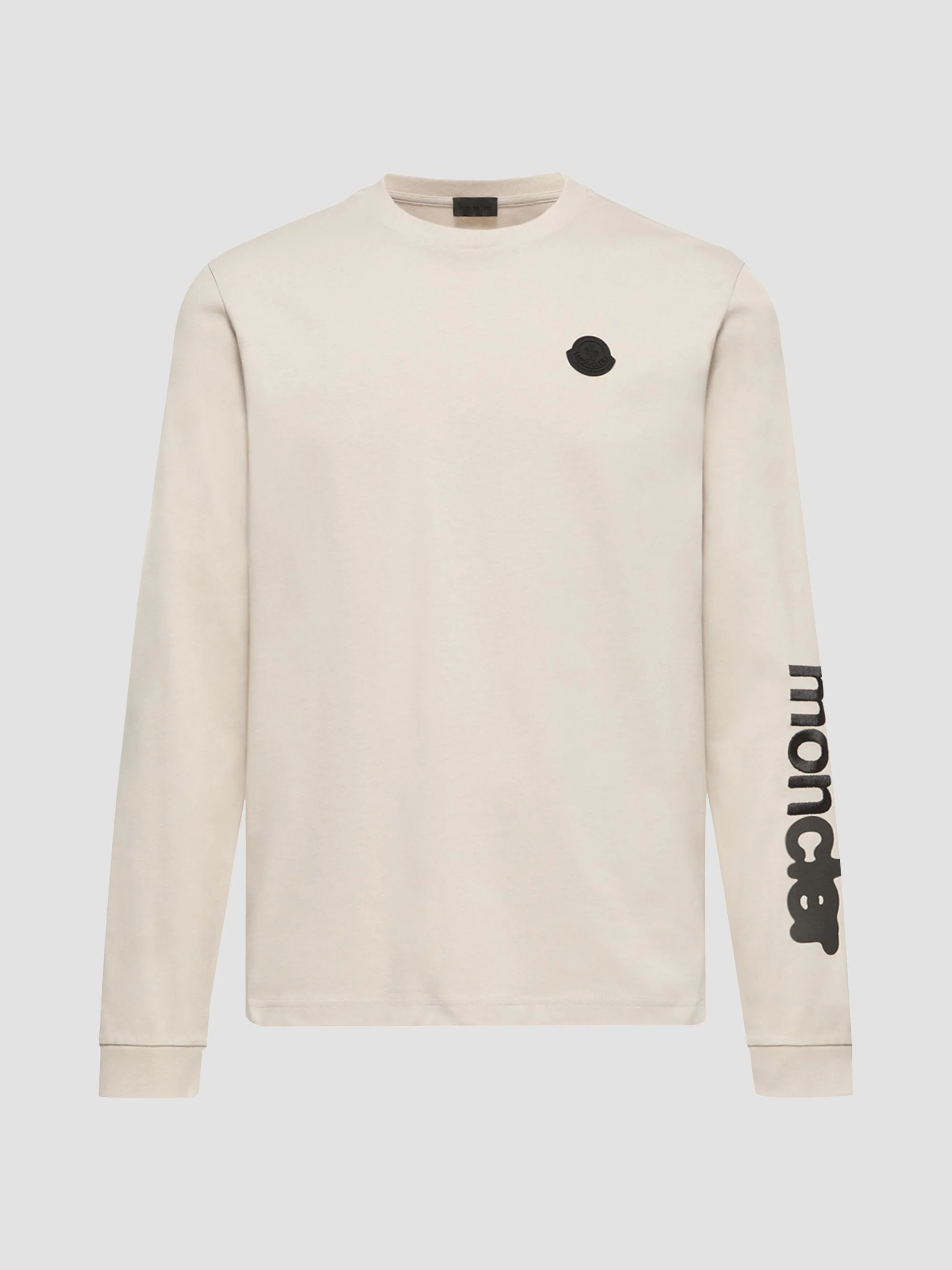 Men's Long Sleeve Crewneck T-Shirt in Cotton Jersey - White Ivory - 1