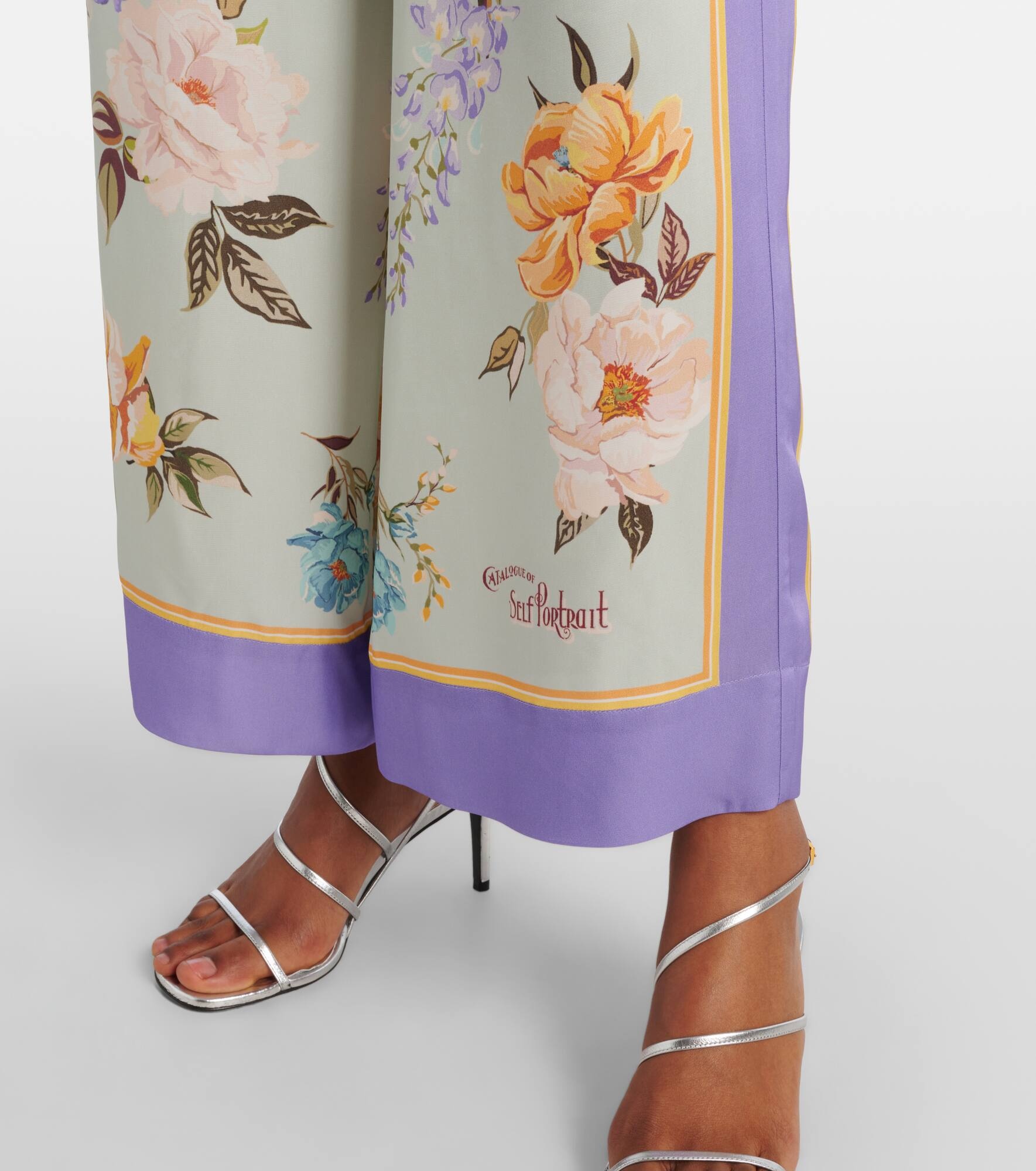 Floral twill palazzo pants - 5