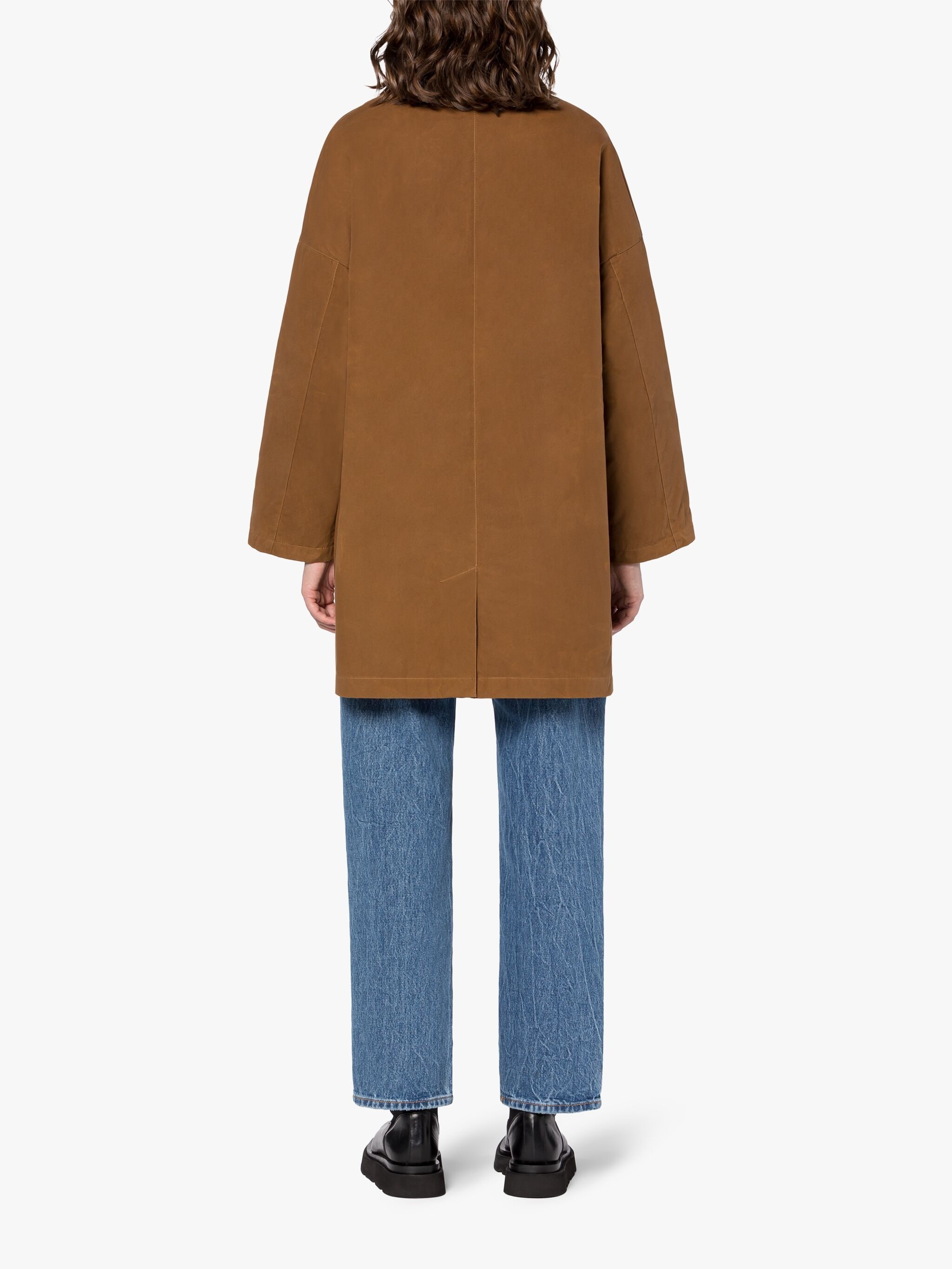 HUMBIE BROWN WAXED COTTON OVERCOAT - 4