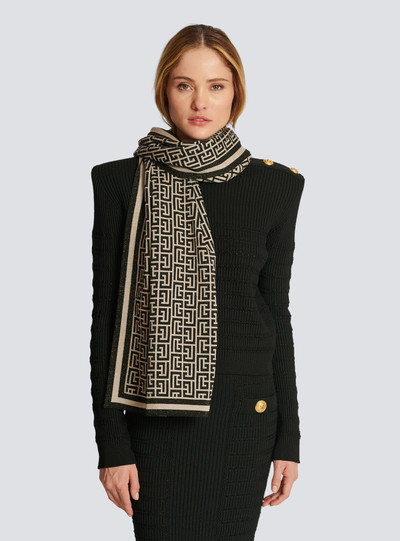 Balmain Monogrammed knit scarf outlook