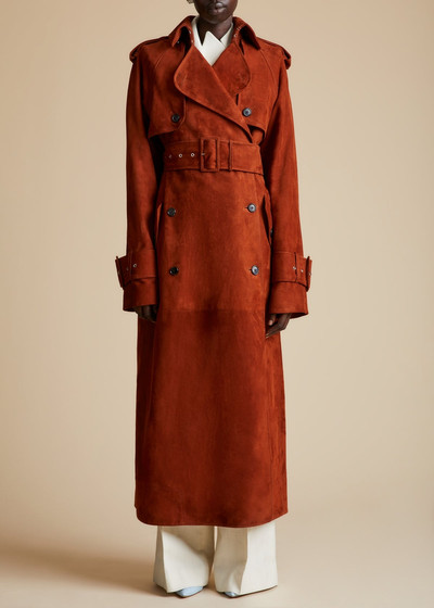 KHAITE The Rennie Trench in Rust Suede outlook