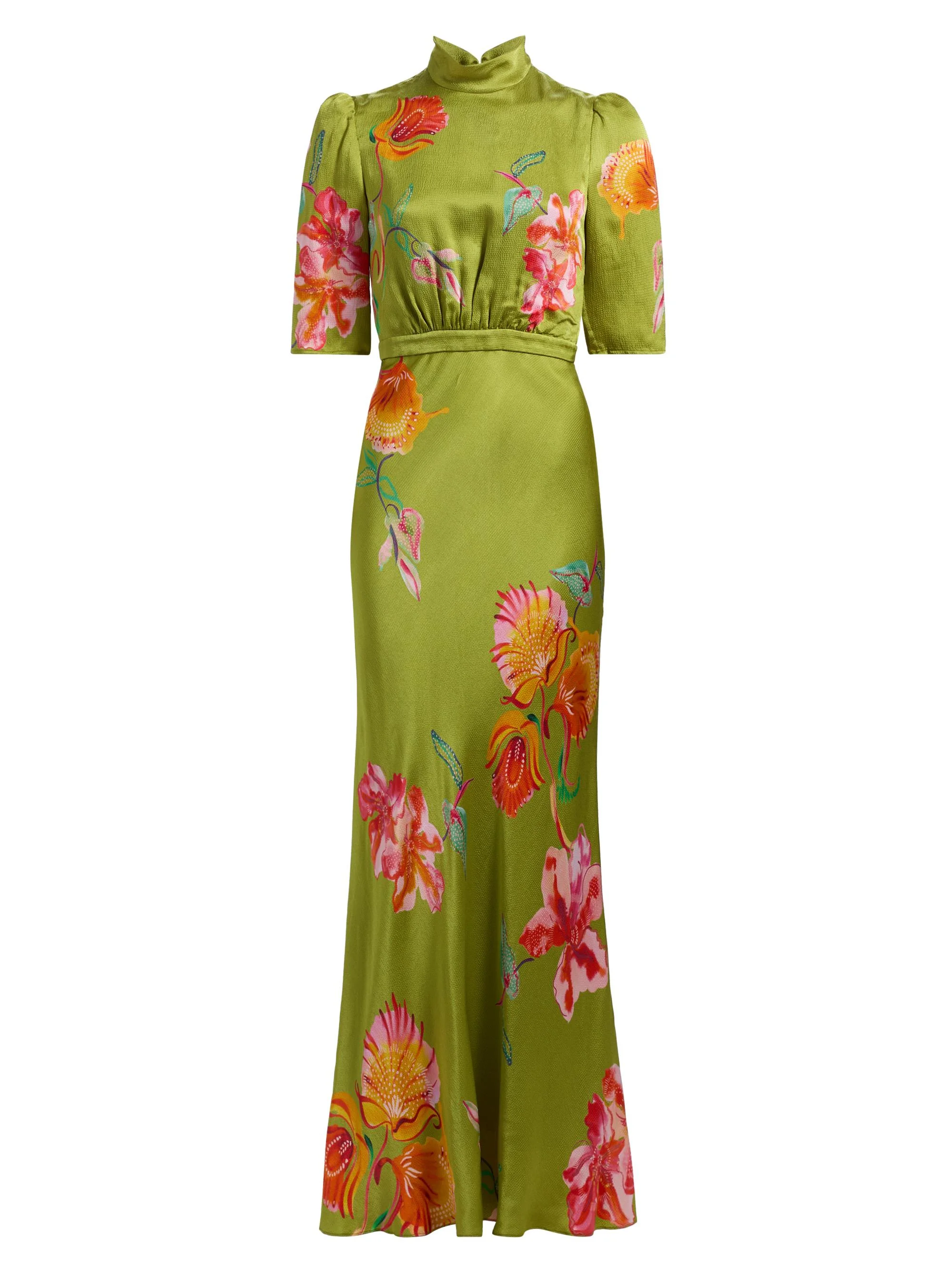 Women's Adele-B Floral Satin Maxi Dress - Lilia Garden Placement - 1