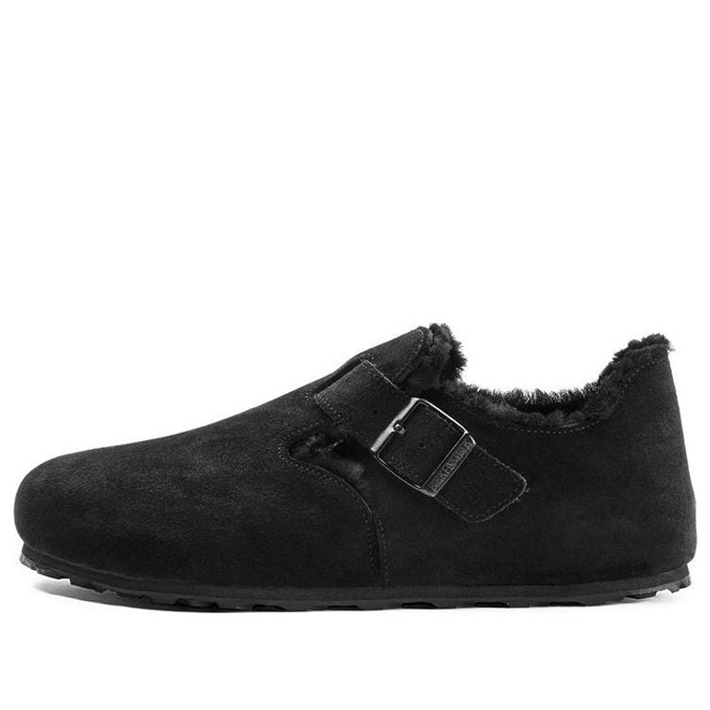 Birkenstock London Shearling Suede Leather Narrow Fit Sandals 'Black' 1014961 1