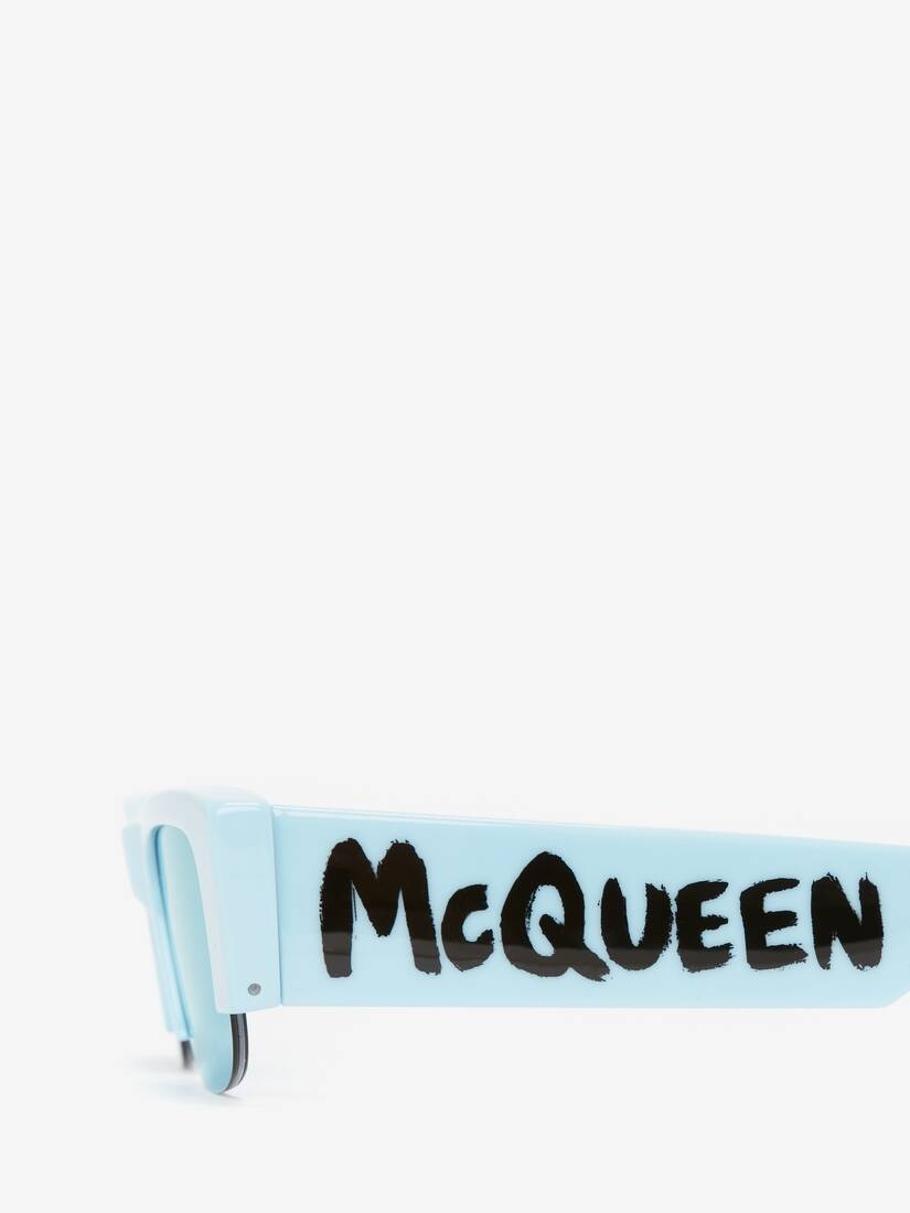 Women's McQueen Graffiti Slashed Sunglasses in Light Blue - 4