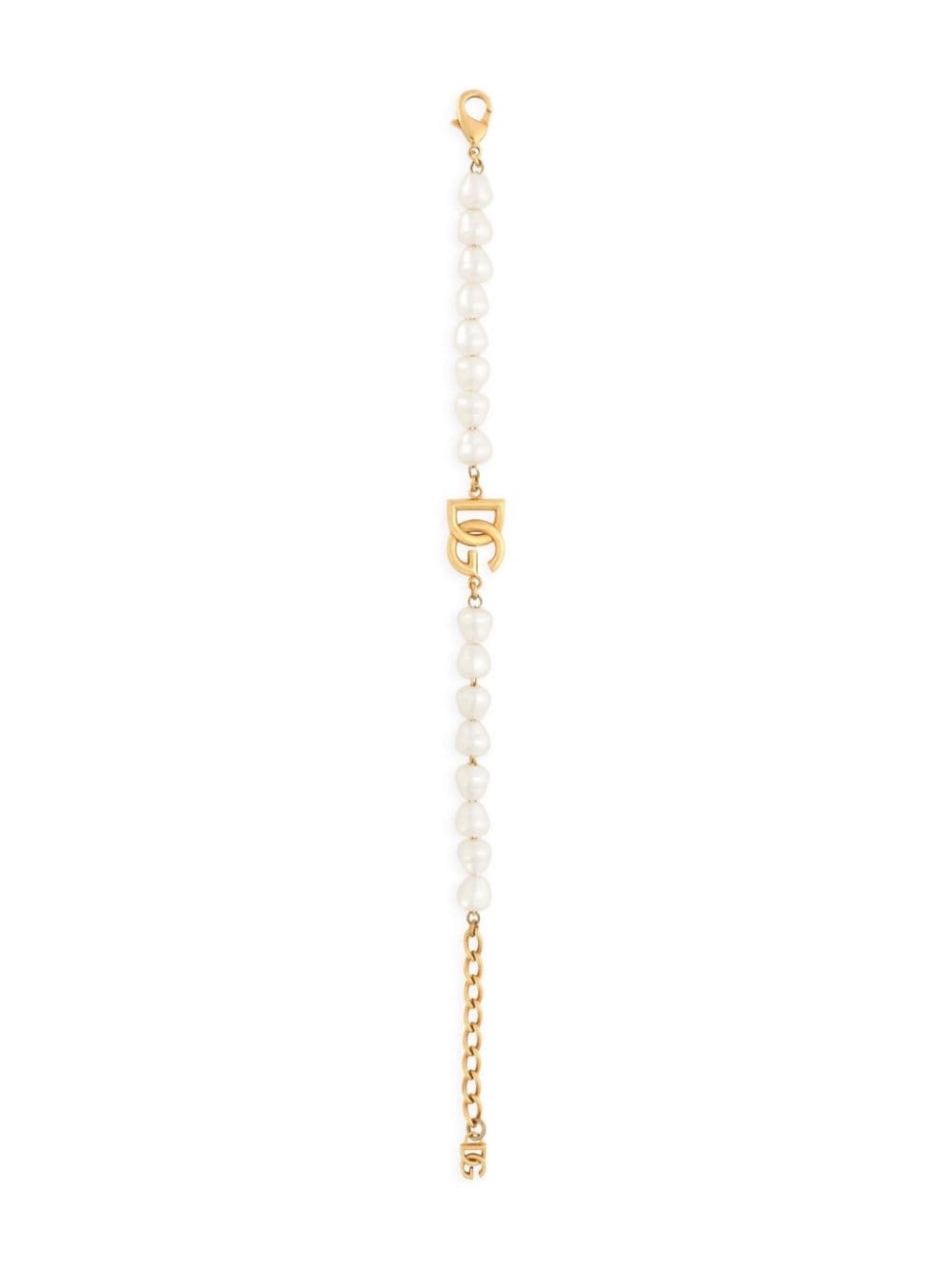 DG logo-charm pearl bracelet - 2
