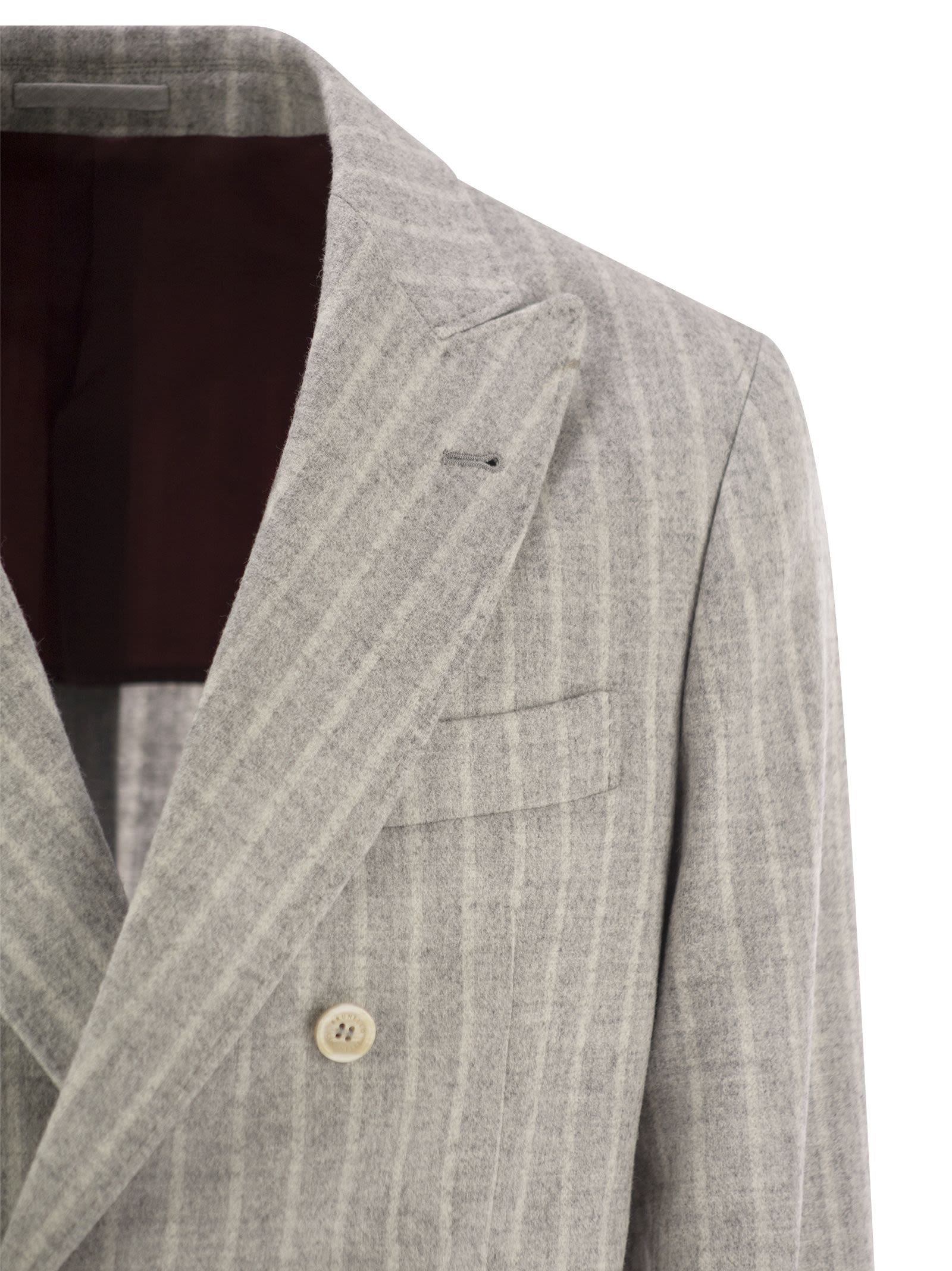 Brunello Cucinelli Men Pinstripe Suit Of Alpaca And Comfort Wool - 4