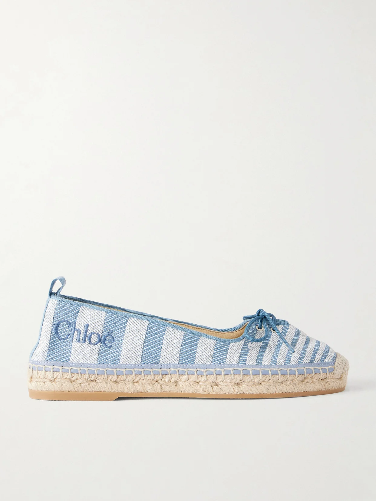 Leather-trimmed Striped Canvas Espadrilles - 1
