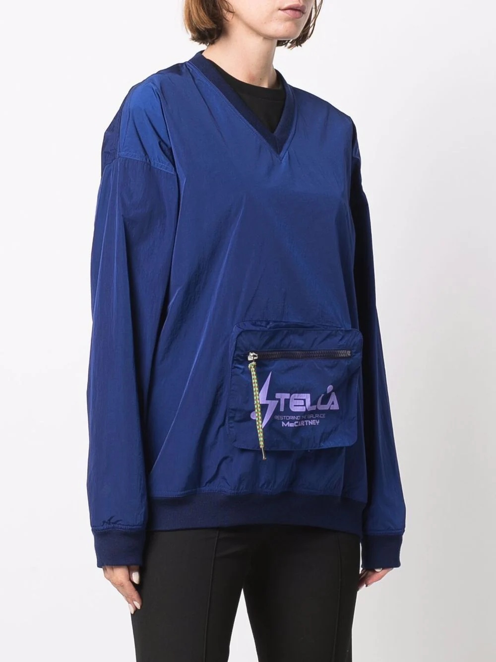 V-neck pouch pocket sweatshirt - 3