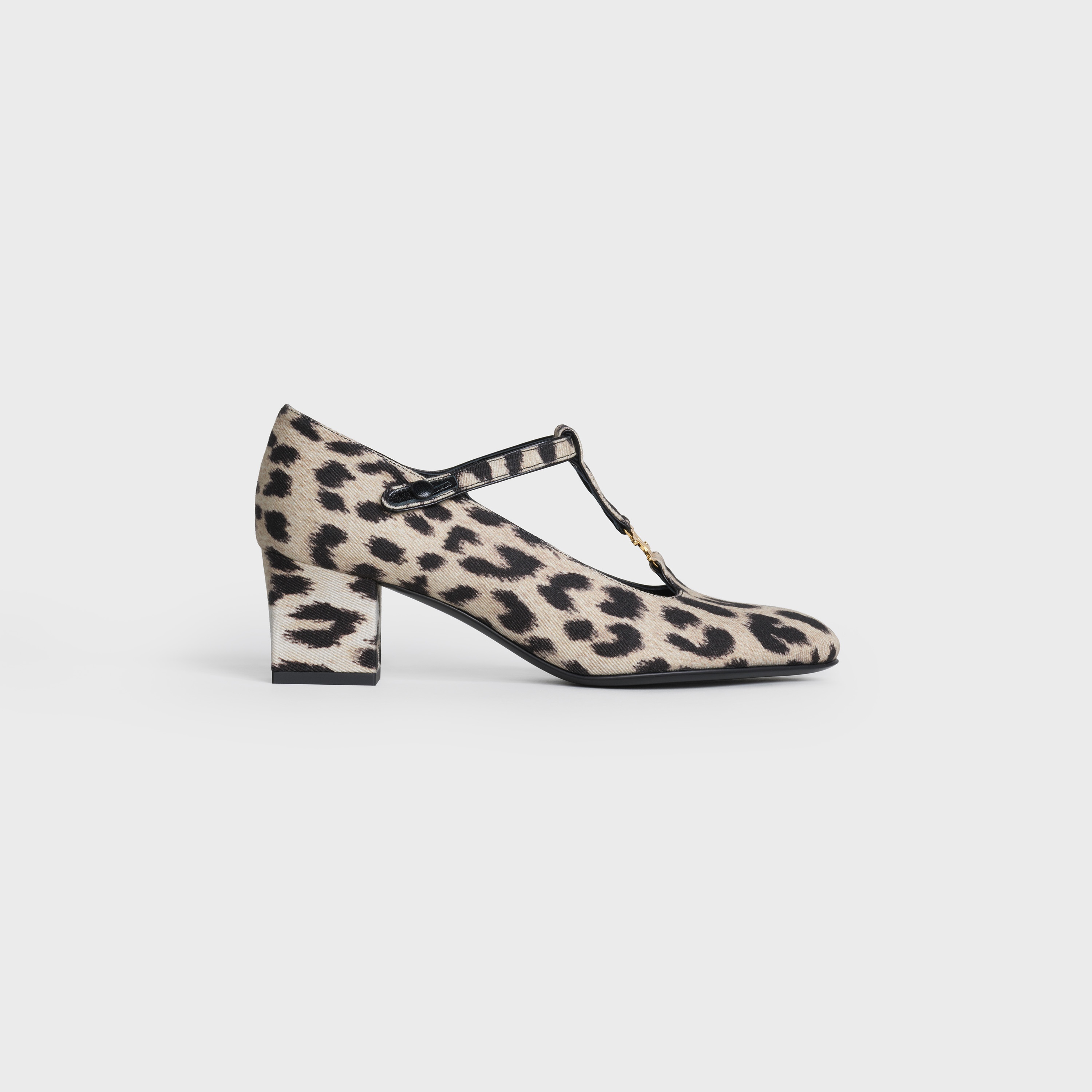 CELINE BABIES T-BAR PUMP IN LEOPARD PRINTED FABRIC AND KIDSKIN - 1