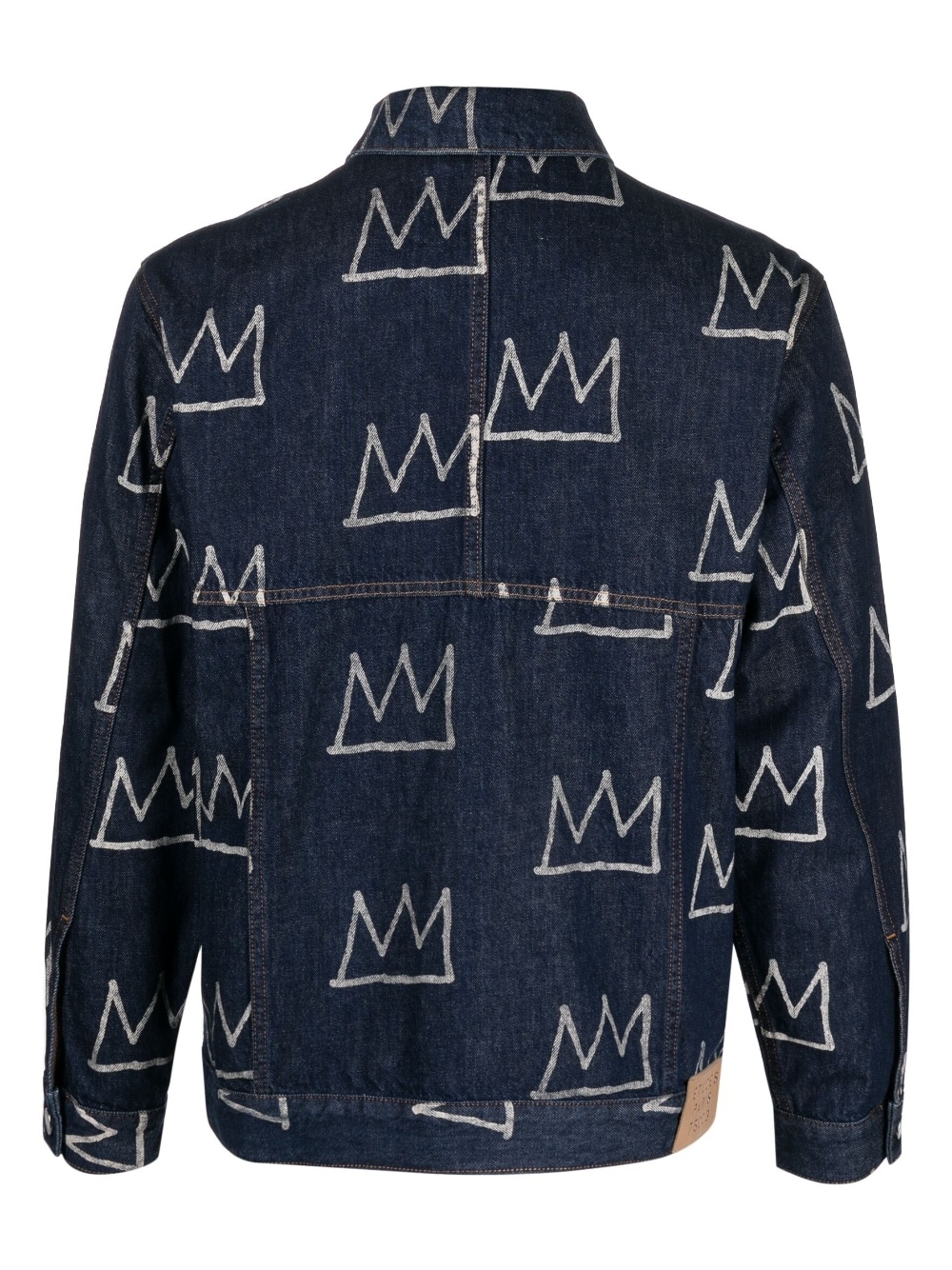 crown-print denim jacket - 2