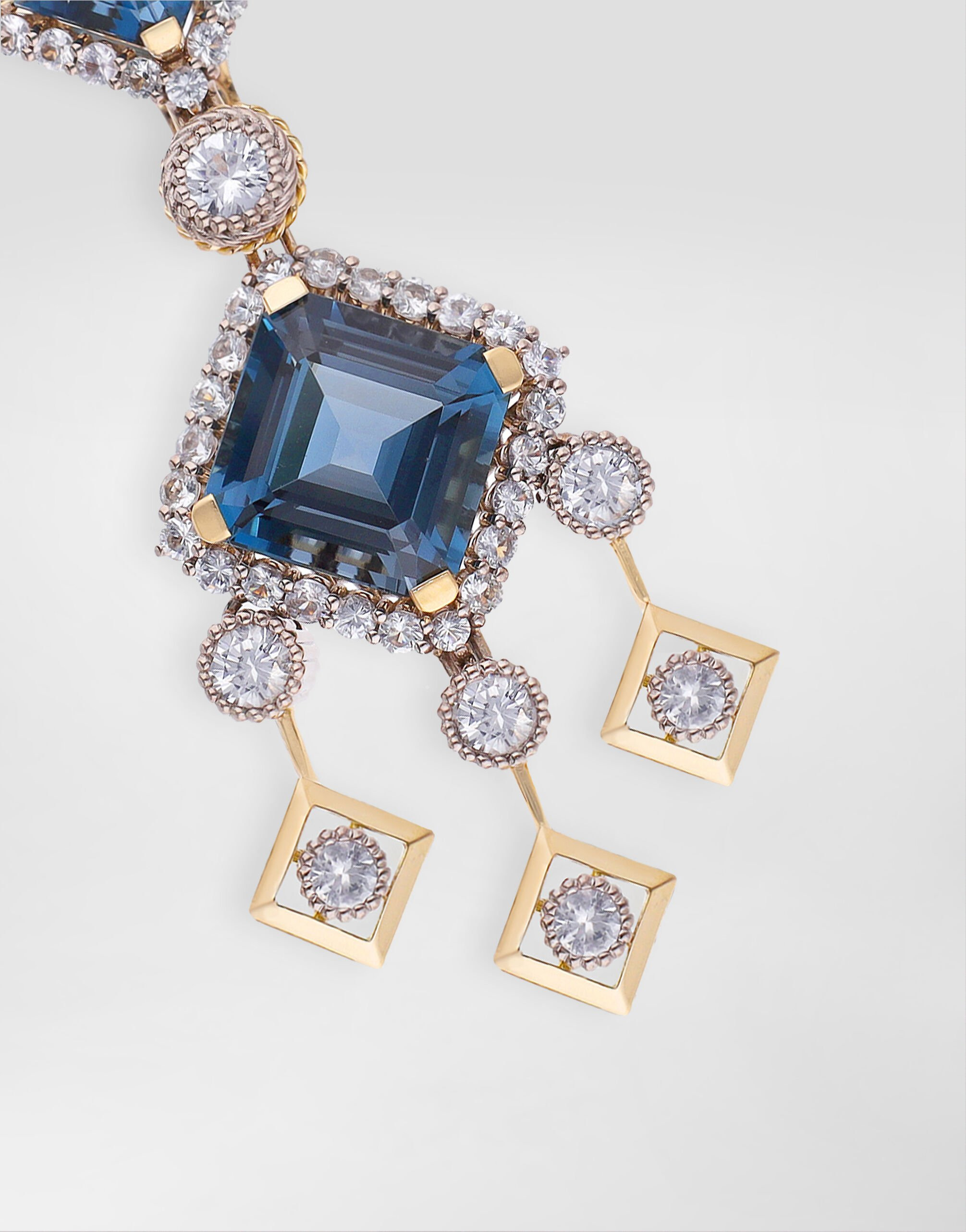 Eleganza Earrings 18-carat white and yellow gold, topazes, and sapphires - 3