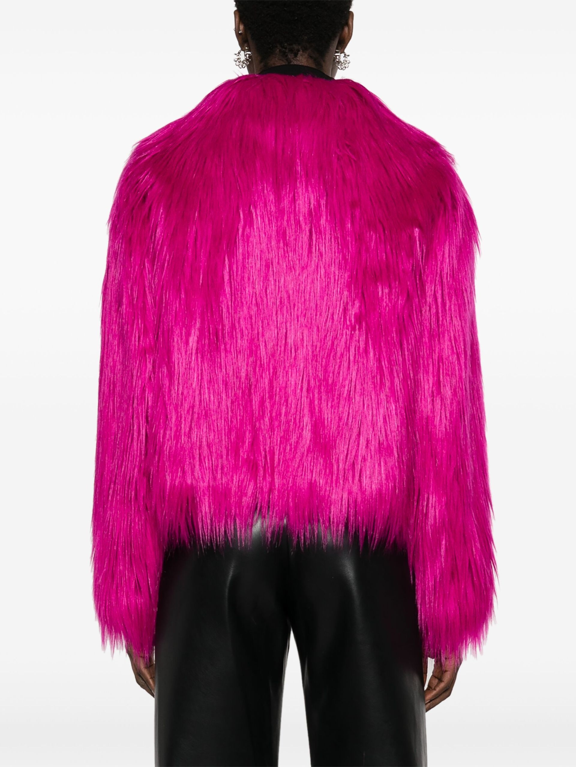 Pink faux-fur jacket - 4