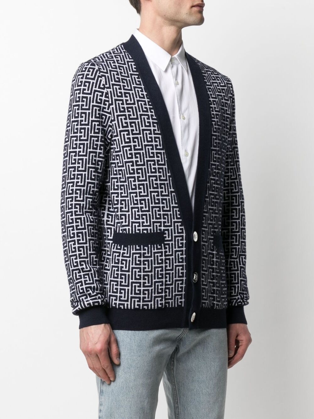 monogram-jacquard cardigan - 3