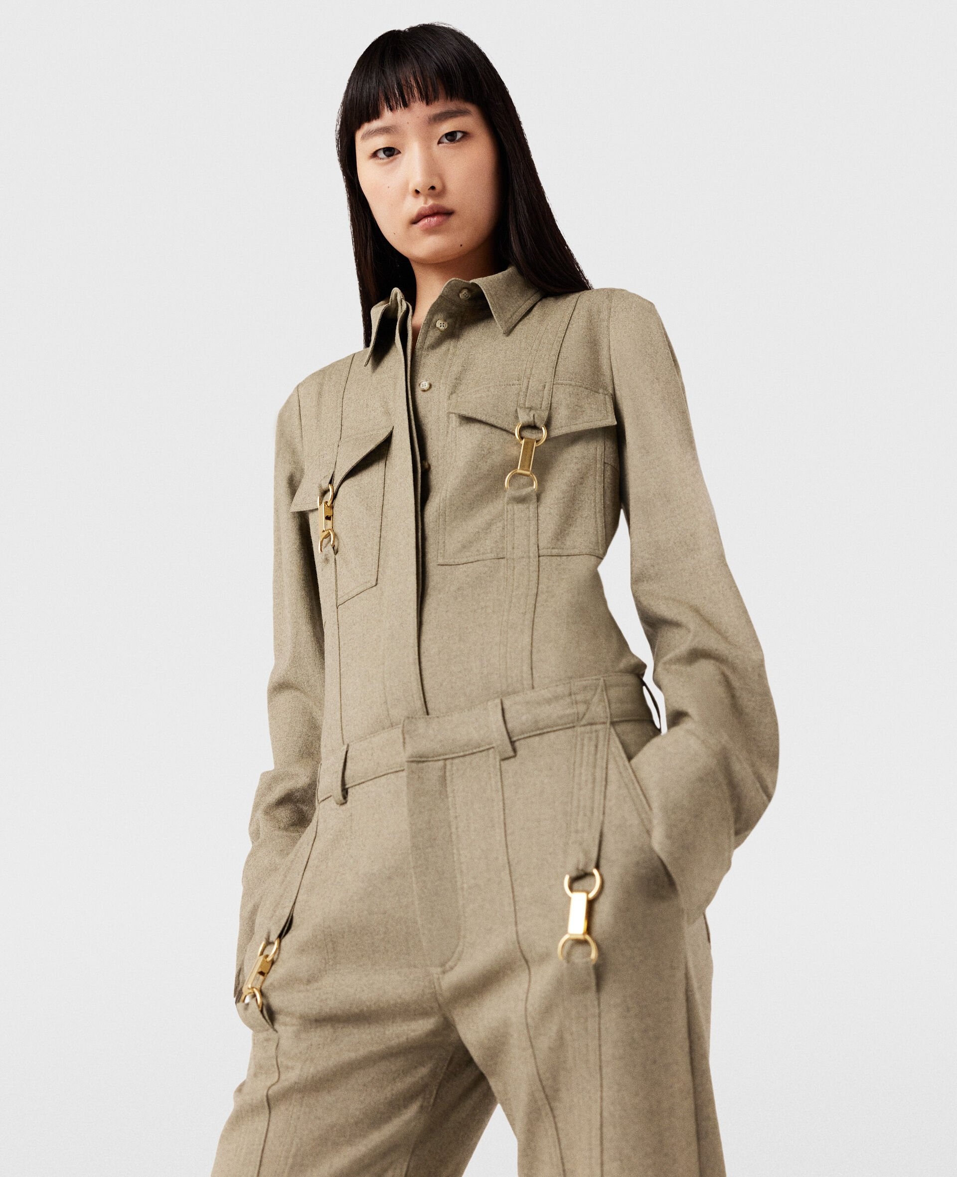 Clasp-Embellished Wool Shirt - 4