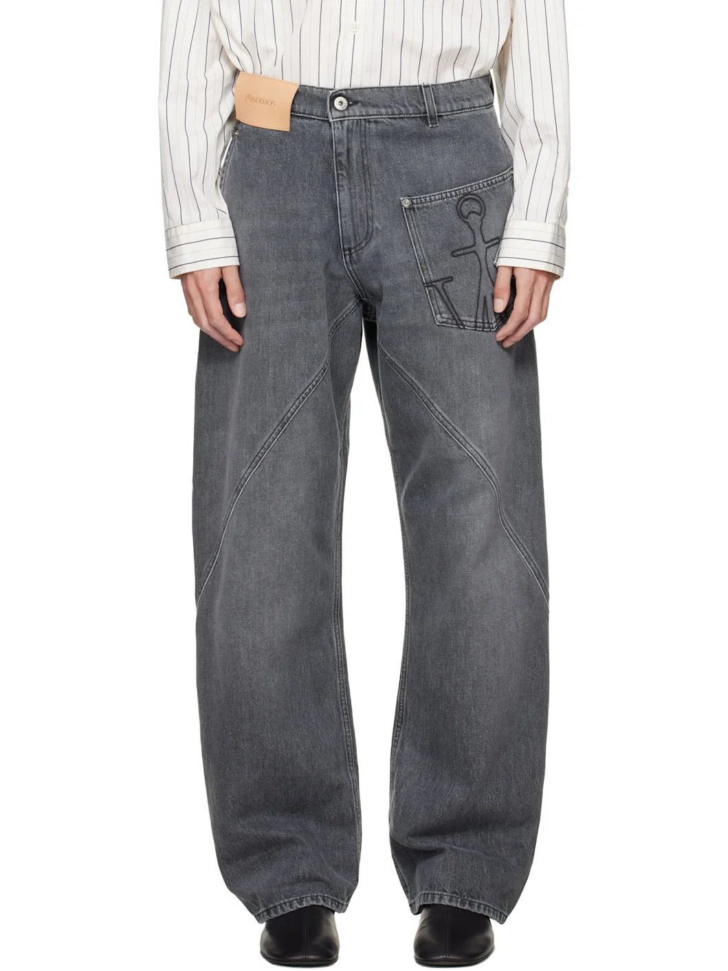 Gray Twisted Workwear Jeans - 1
