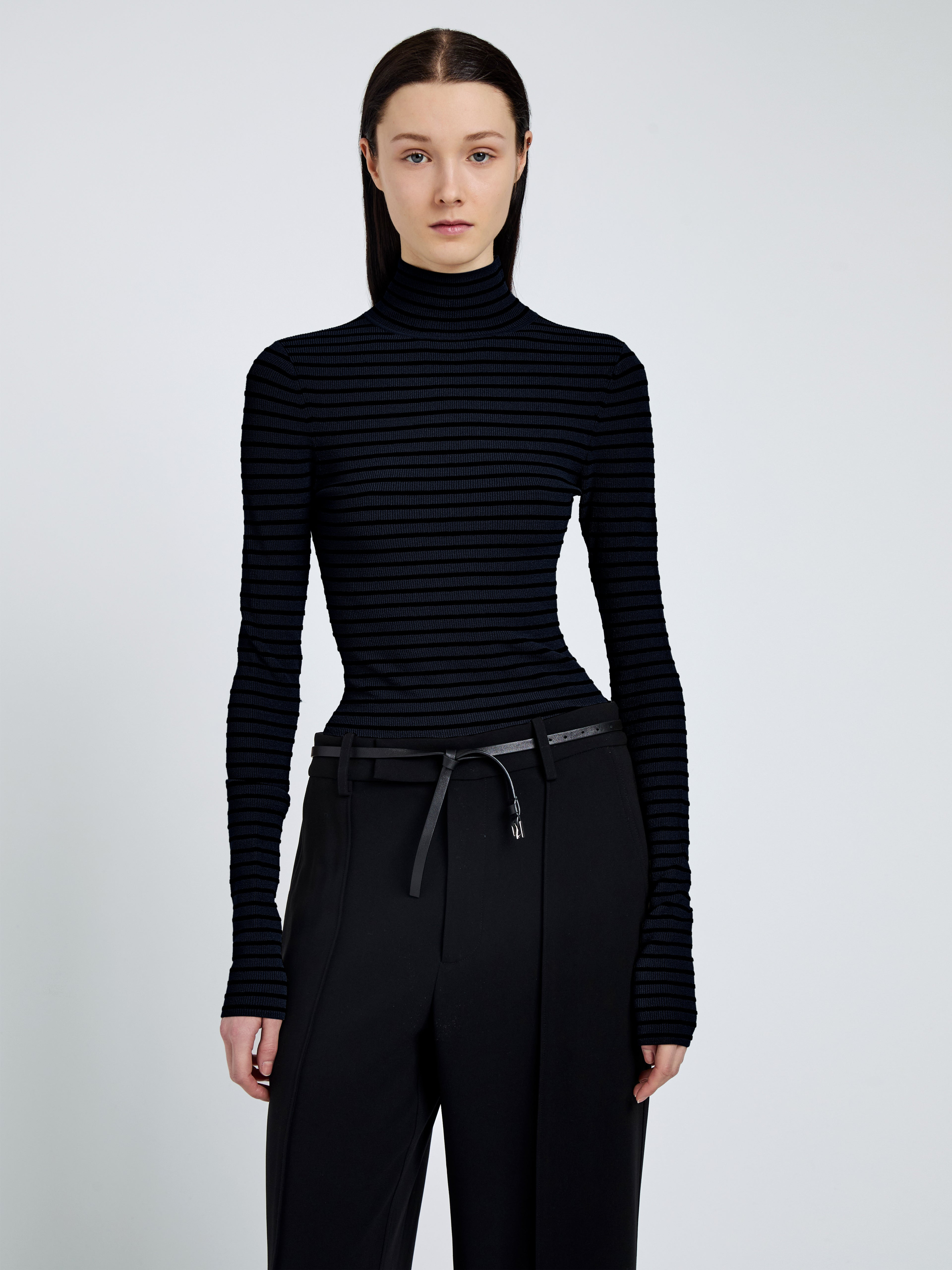 Didi Top in Matte Viscose Velvet Stripe - 6