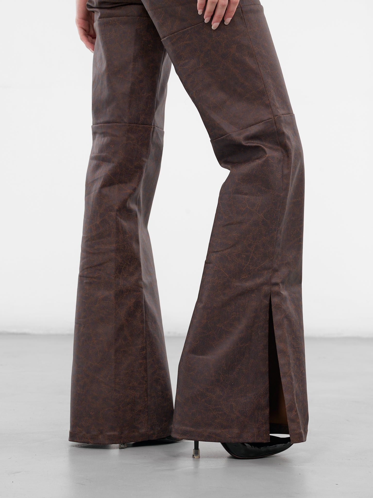 Brown Low-Rise Flared Trousers - 5