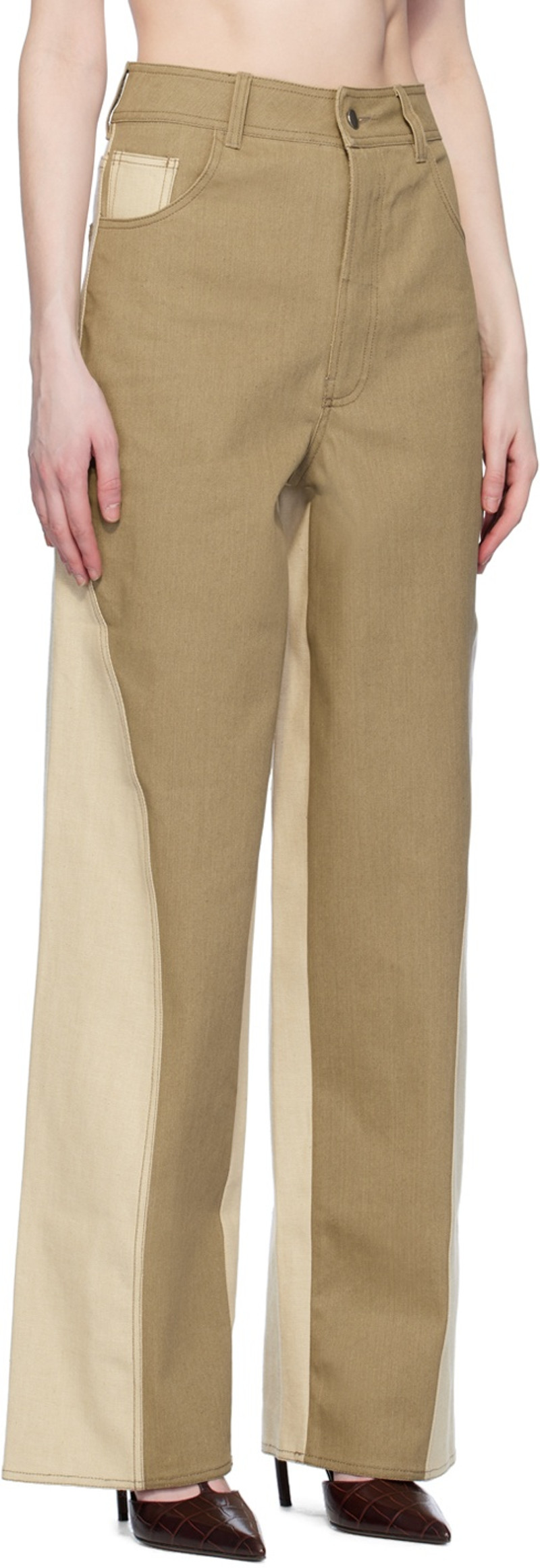 Elleme Khaki & Beige Reverse Jeans outlook