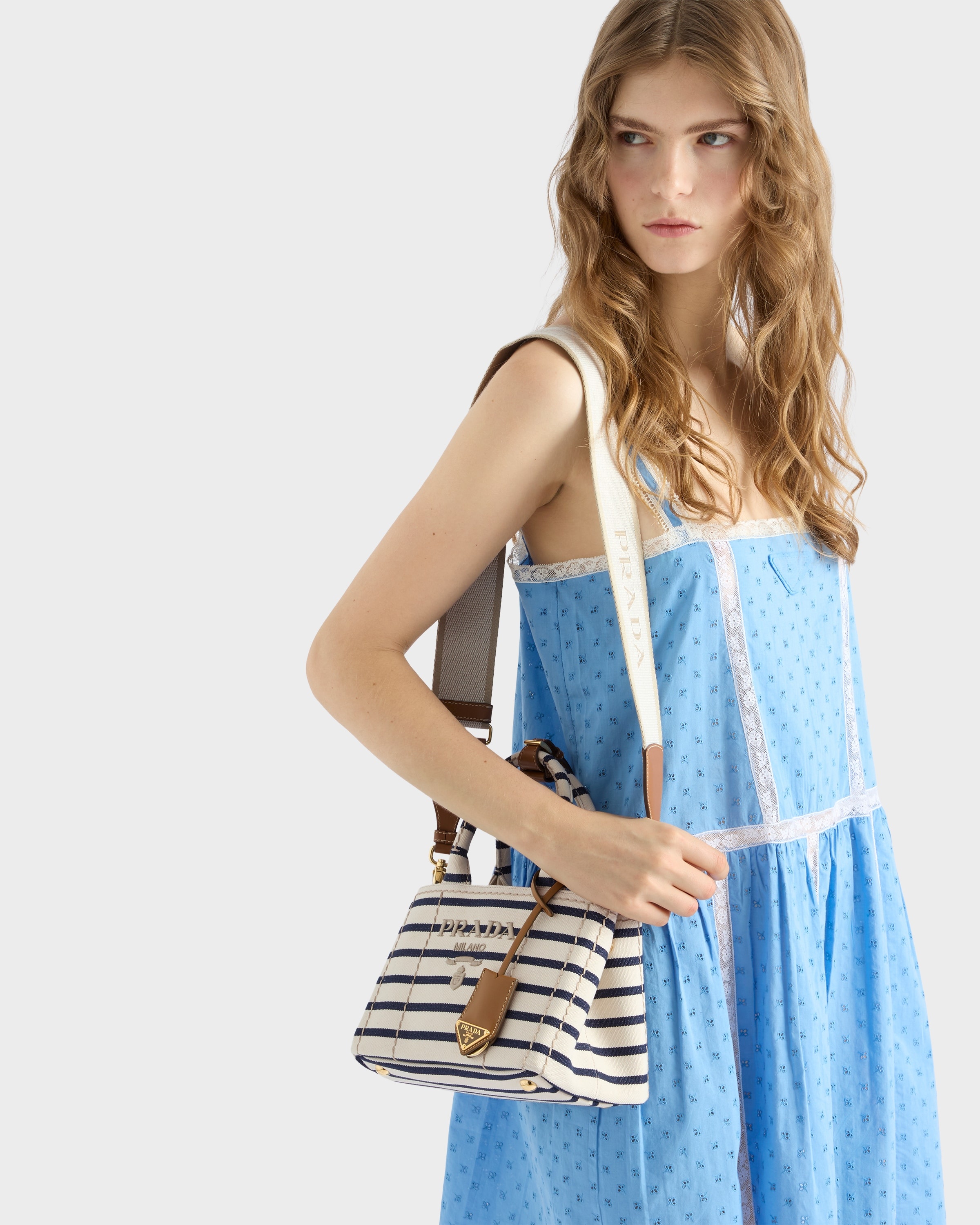 Striped cotton canvas mini-bag - 8