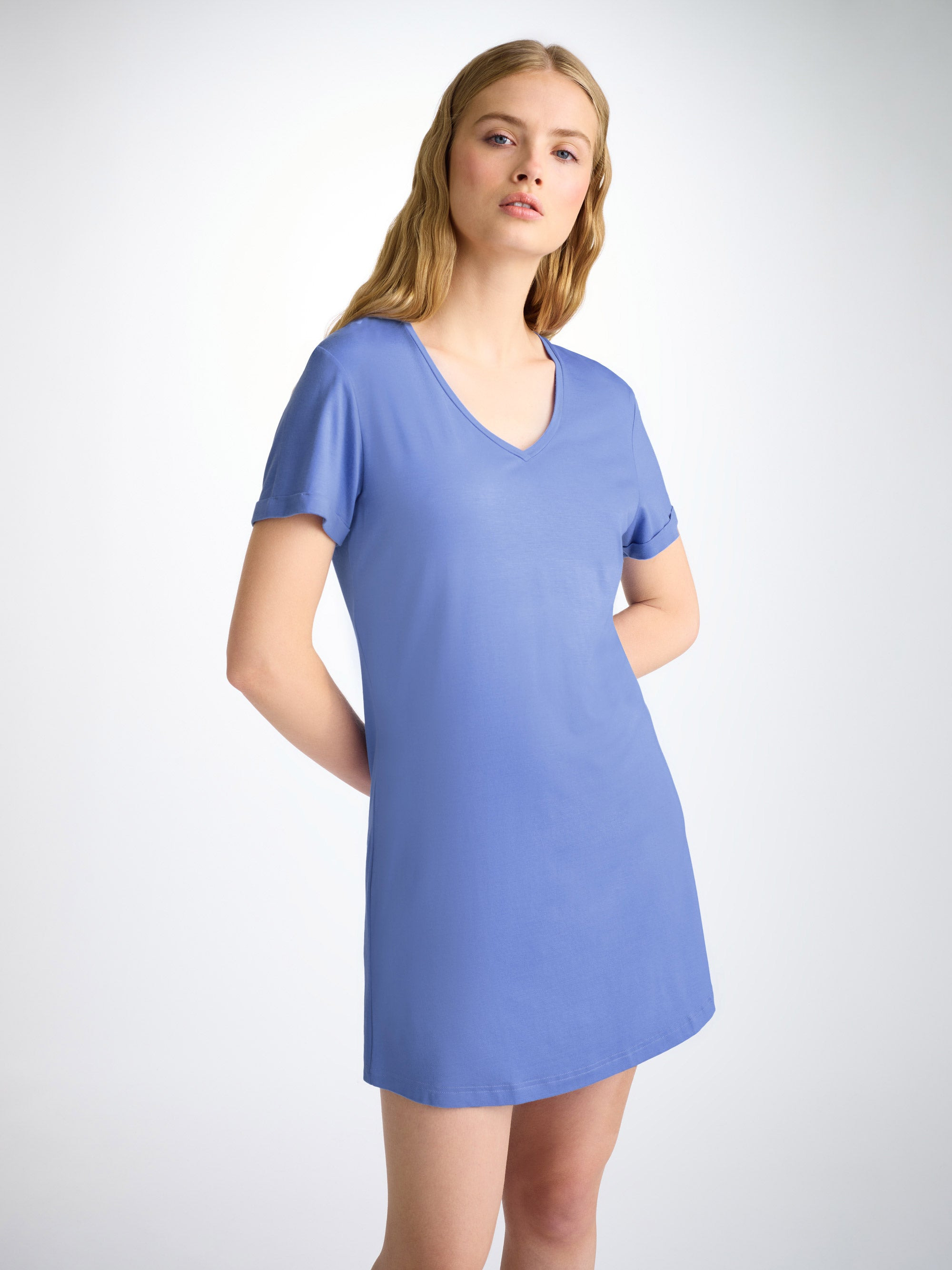 Women's V-Neck Sleep T-Shirt Lara Micro Modal Stretch Periwinkle - 2