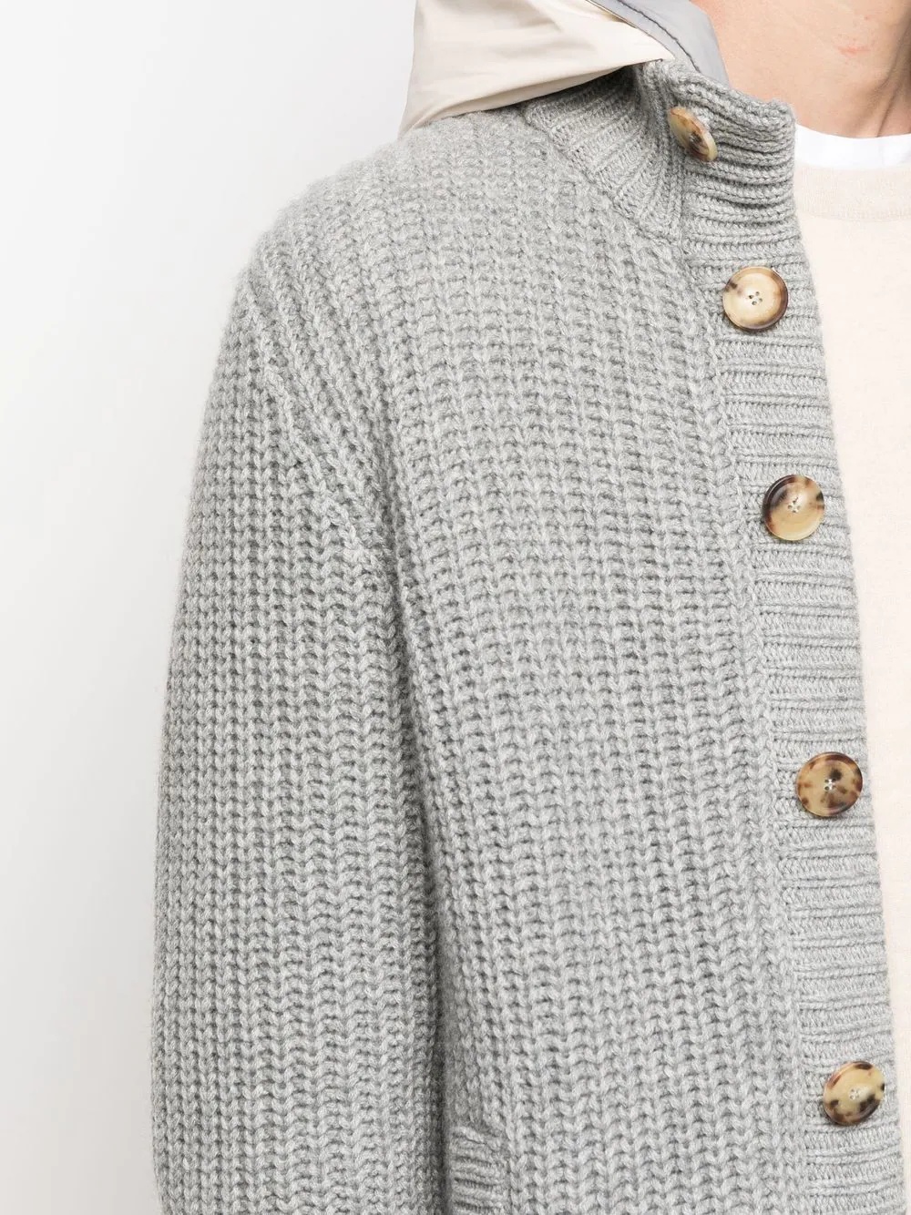 high-neck cashmere cardigan - 5