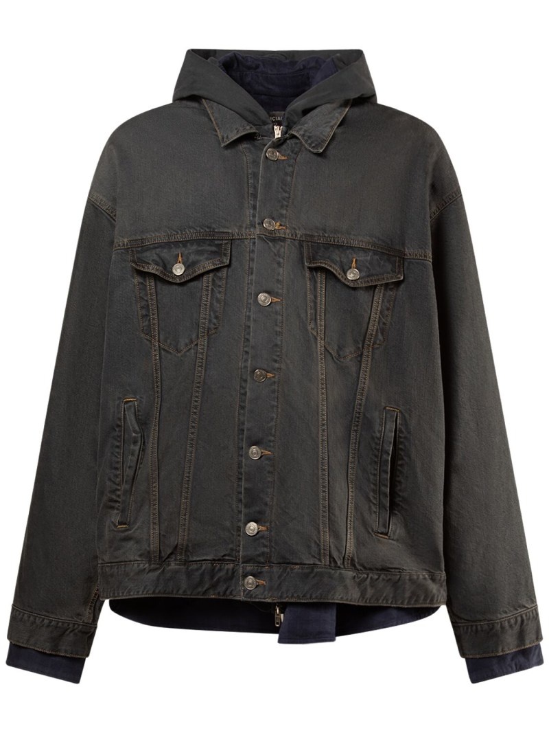 Layered silk & cotton denim jacket - 1