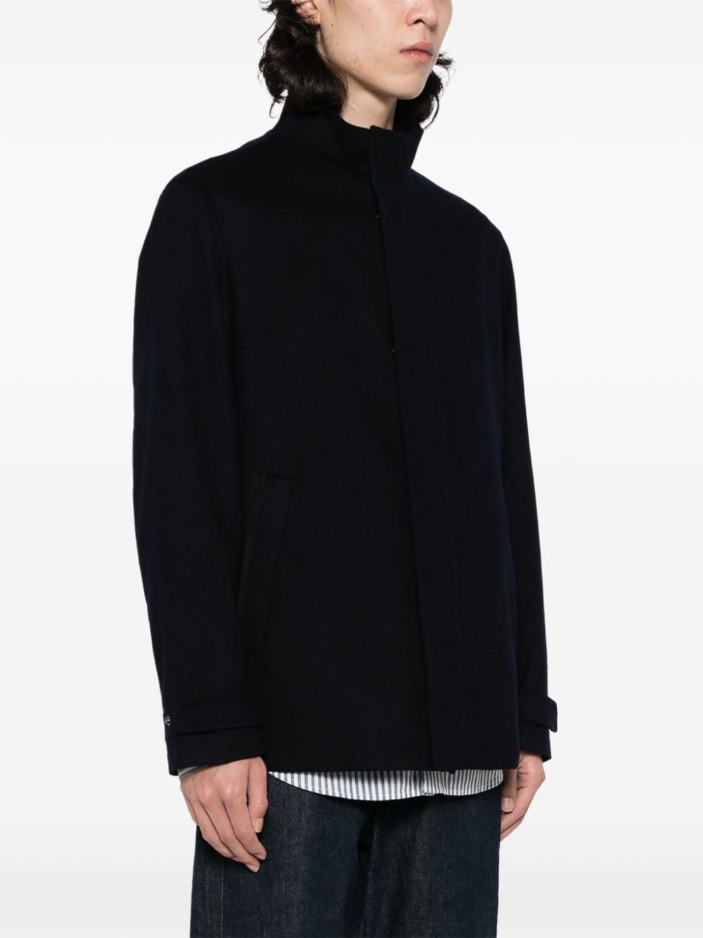 cashmere zip-up coat - 3