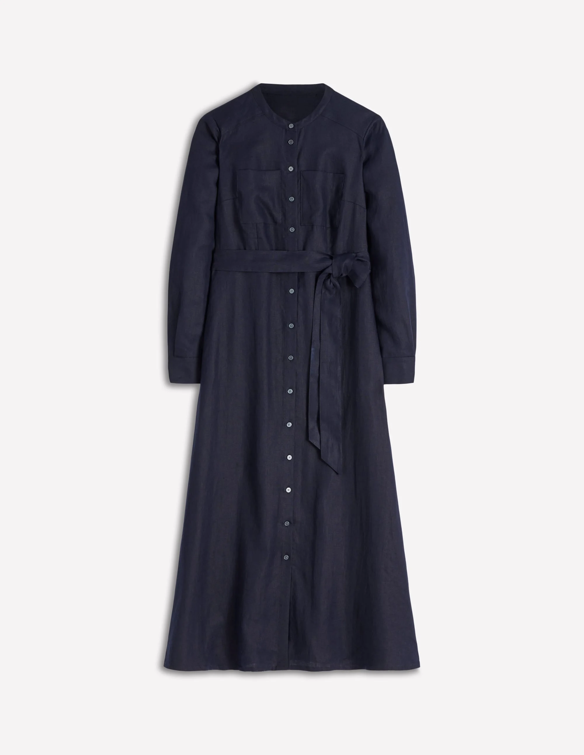 Mollie Linen Shirt Dress-Navy - 1