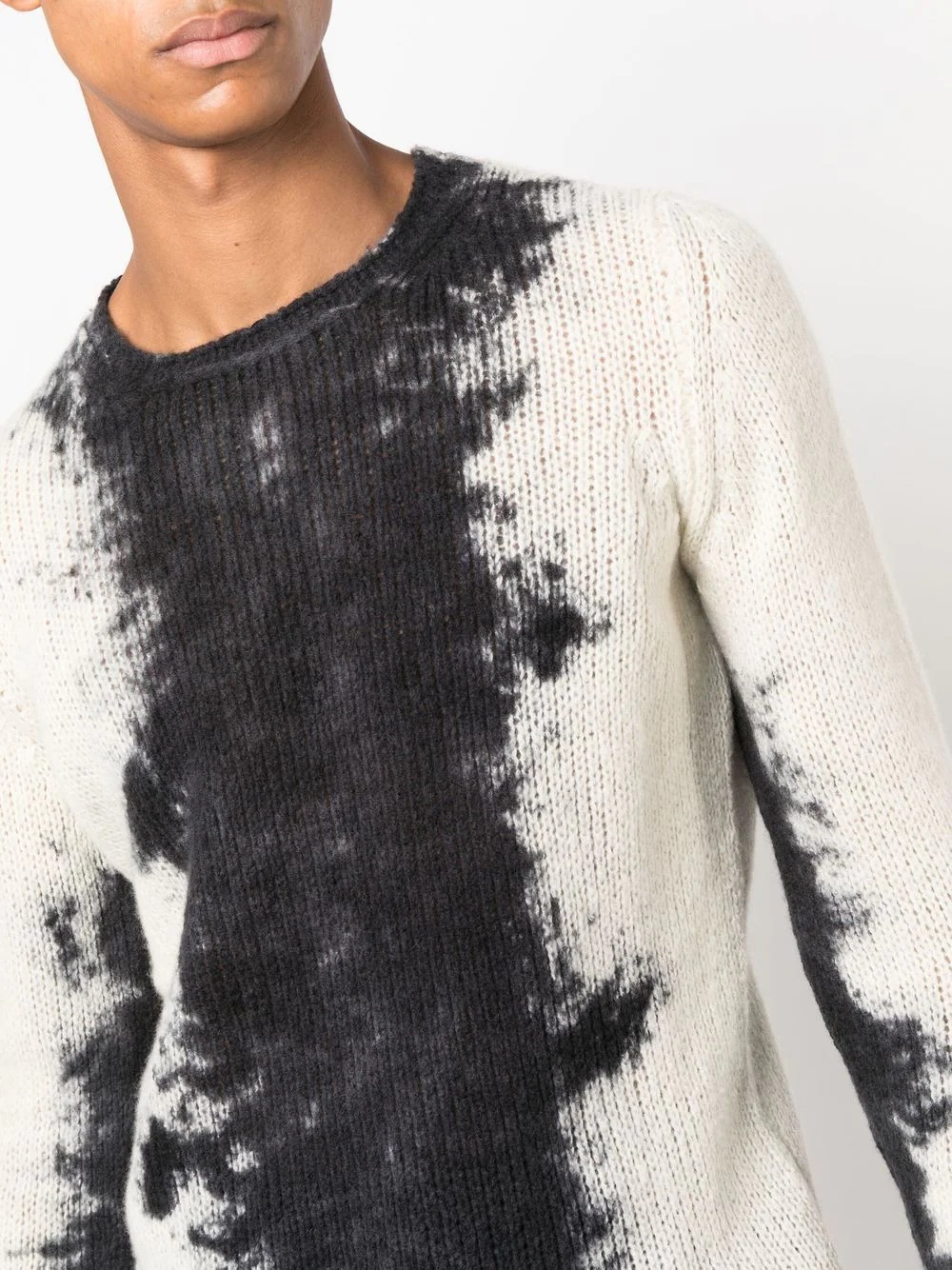 distressed-finish round neck sweater - 5