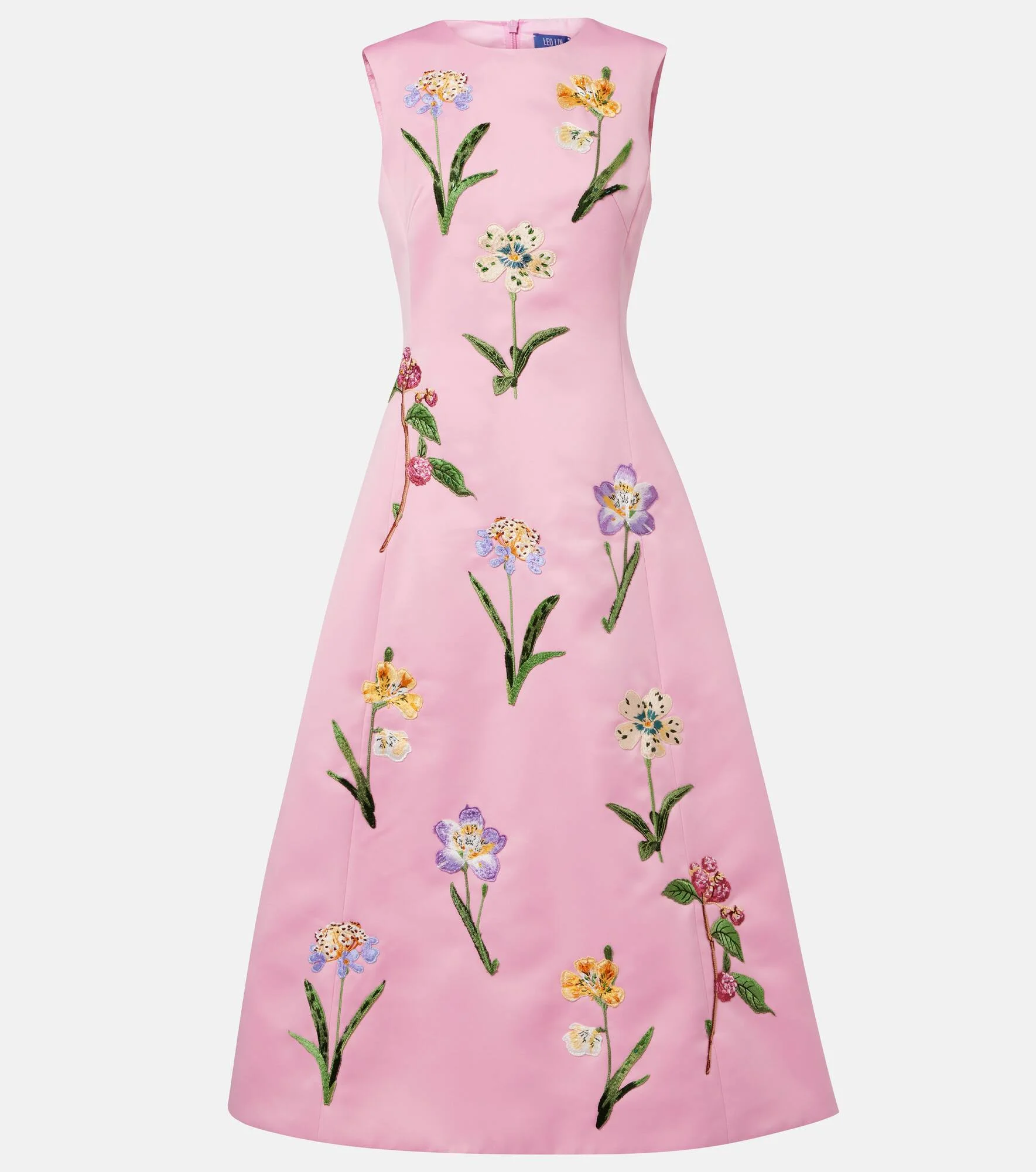 Cleo floral embroidered satin midi dress - 1