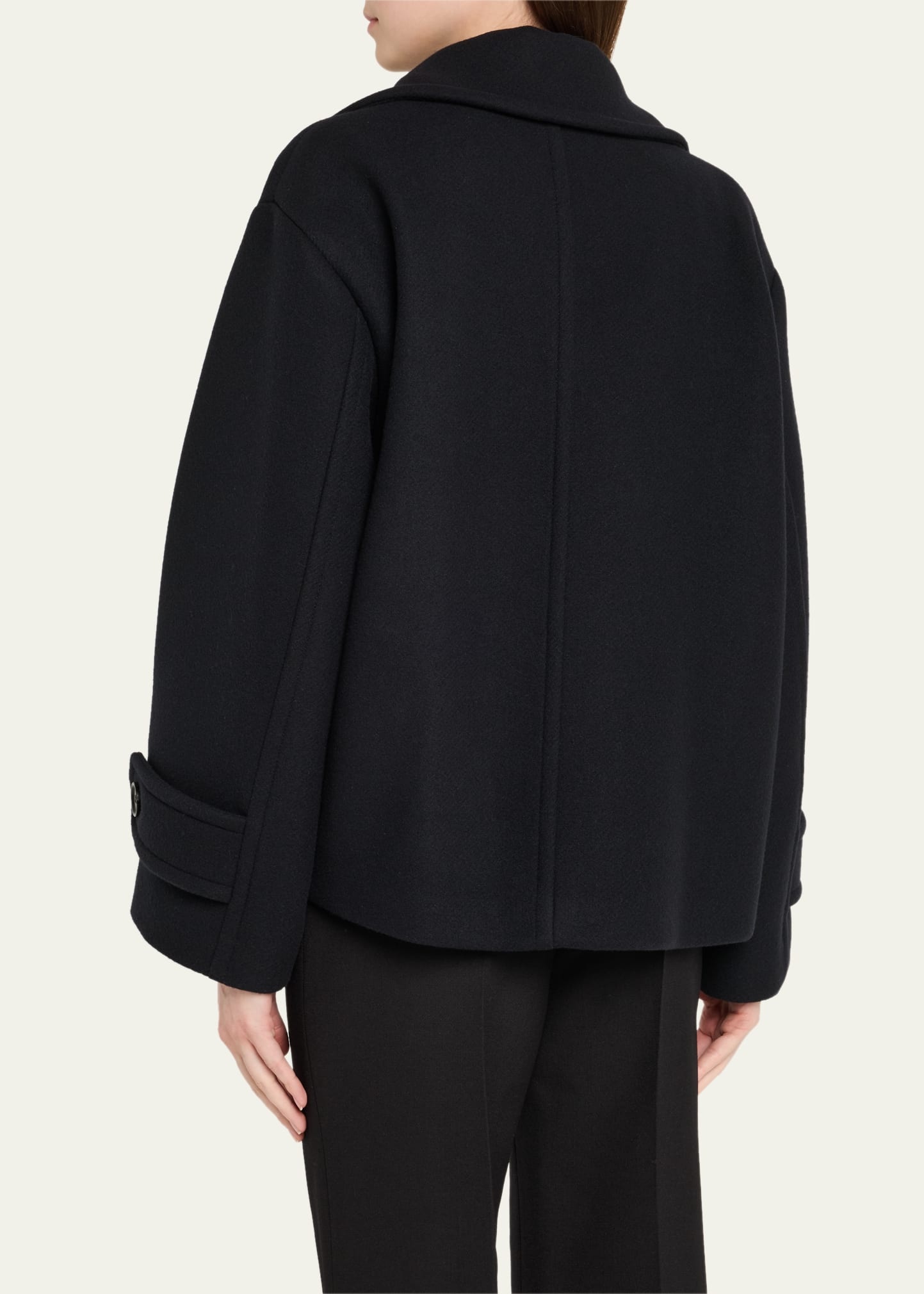 Double-Breasted Soft Wool Pea Coat - 3