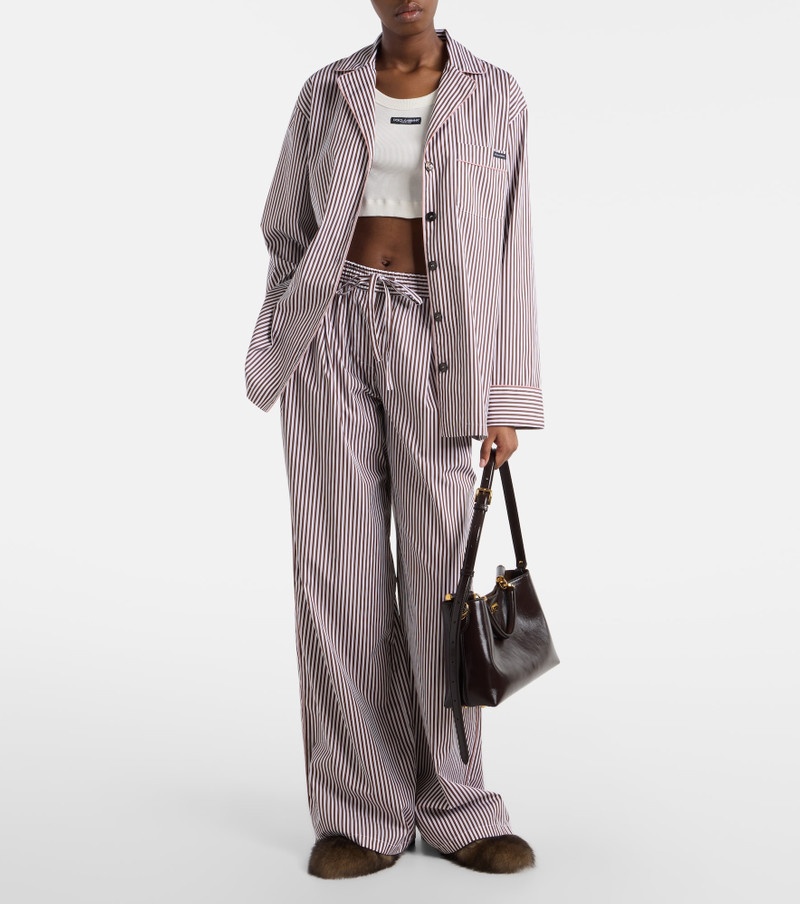 Dolce & Gabbana Striped cotton and silk wide-leg pants outlook