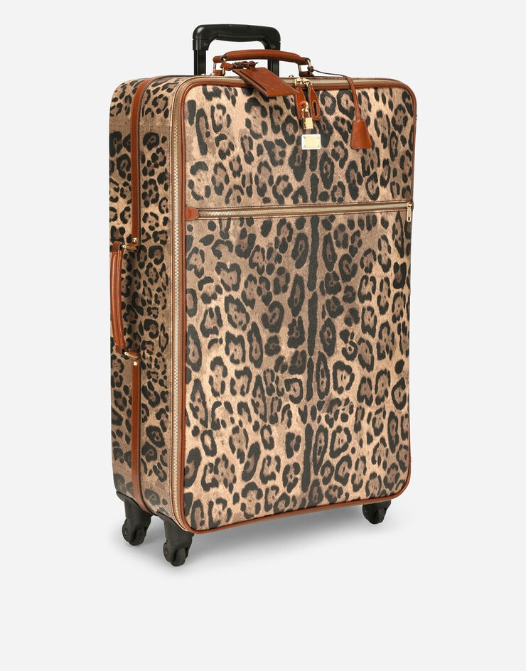Small pet carrier bag in leopard-print Crespo with branded plate - 2