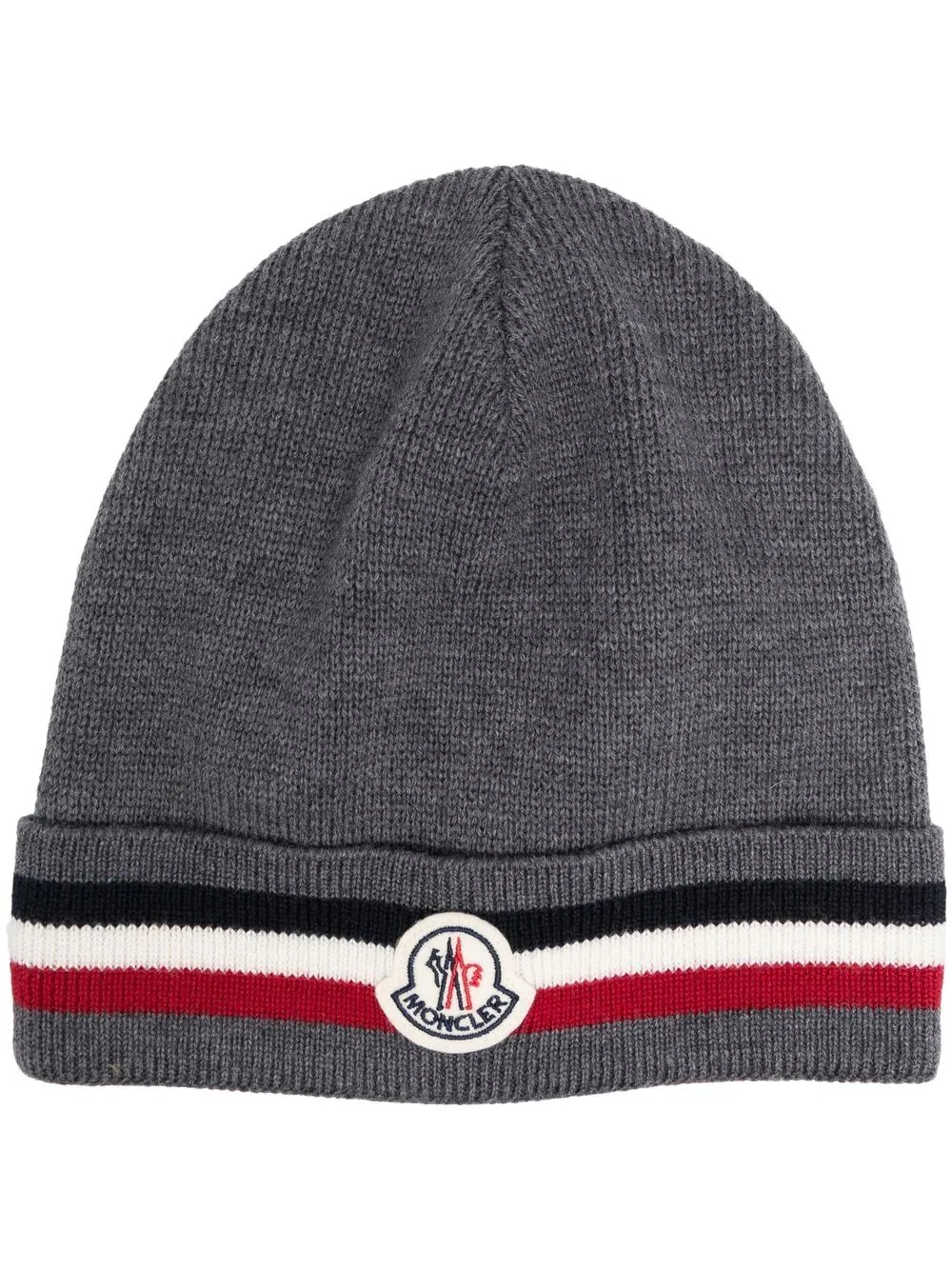 logo-patch wool beanie - 1