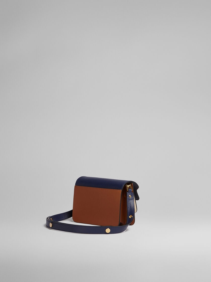 TRUNK MINI BAG IN BLUE WHITE AND BROWN SAFFIANO LEATHER - 3