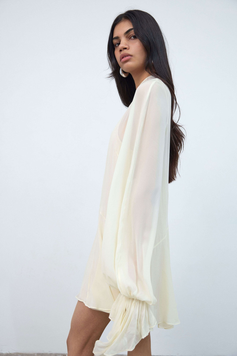 De La Vali TERRAN MINI DRESS IN IVORY VISCOSE GEORGETTE outlook