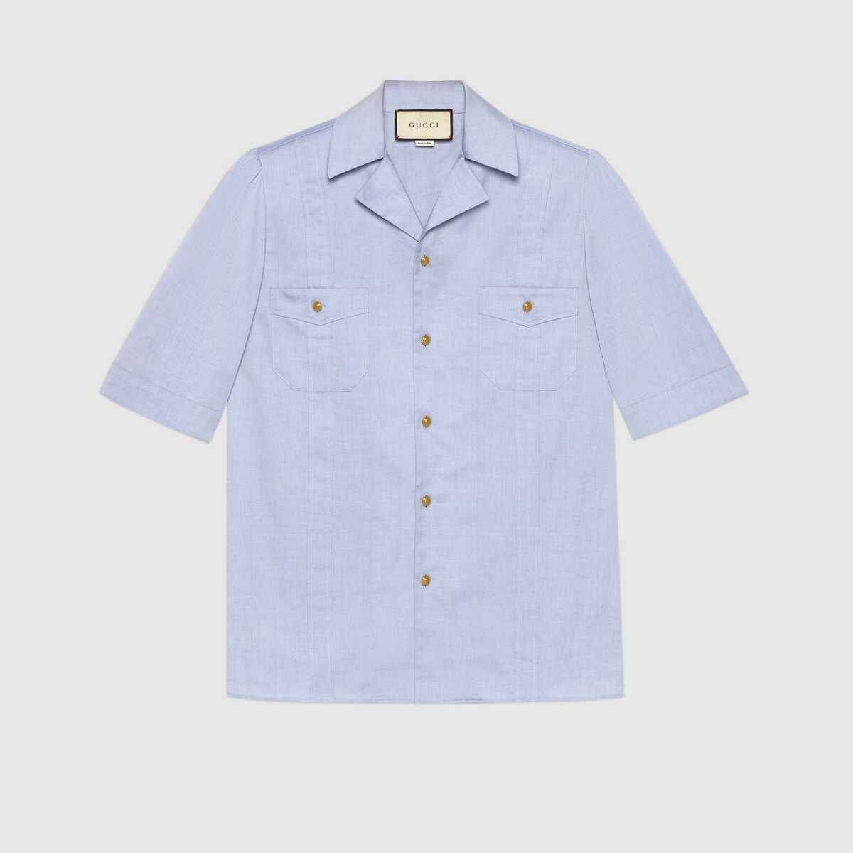 Short-sleeved Oxford cotton shirt - 1