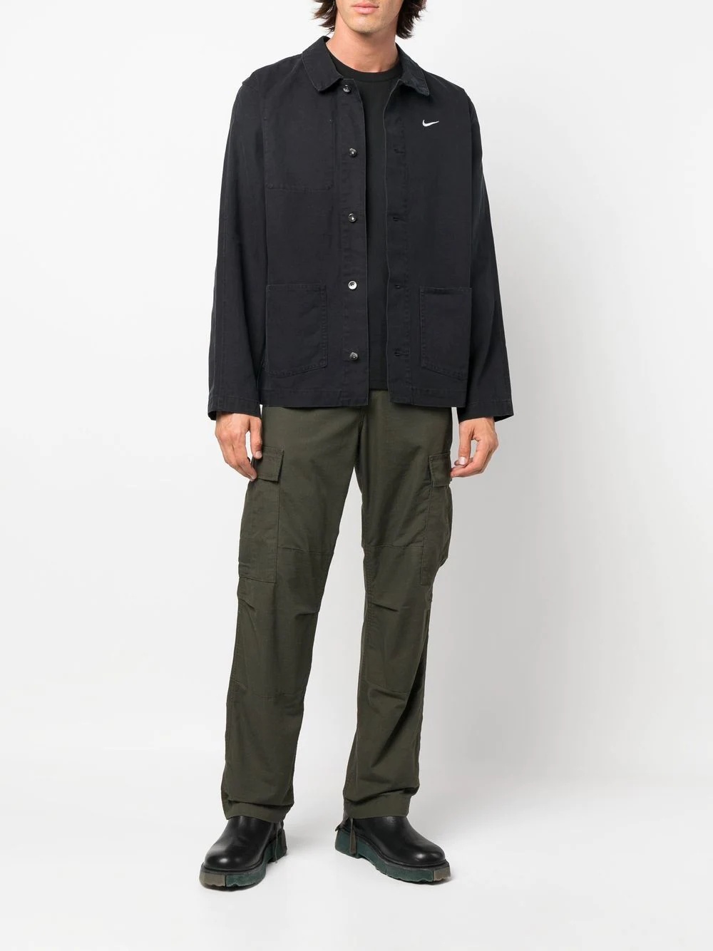 swoosh-detail shirt jacket - 2