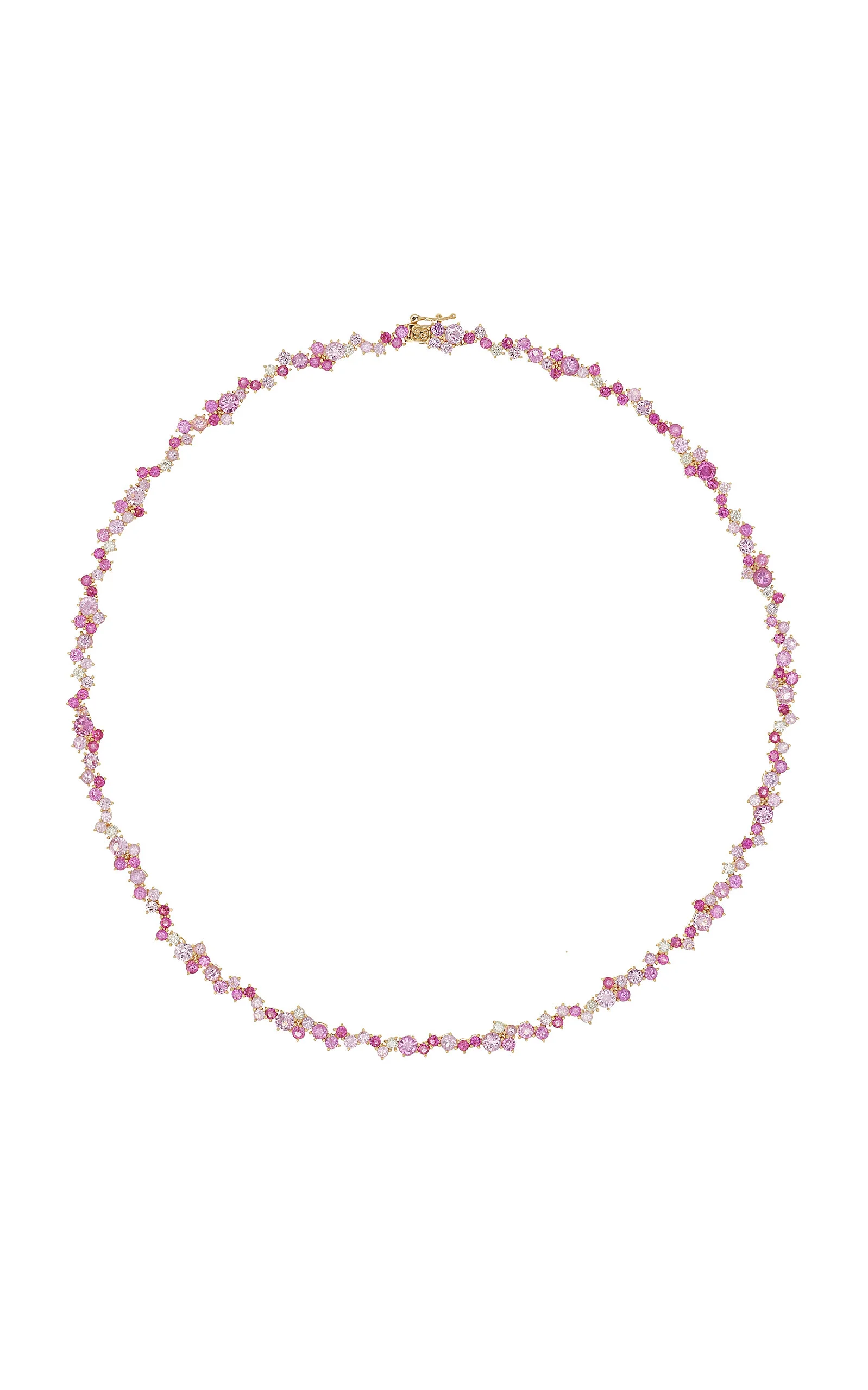 14K Gold, Diamond, and Pink Sapphire Cocktail Eternity Necklace pink - 1