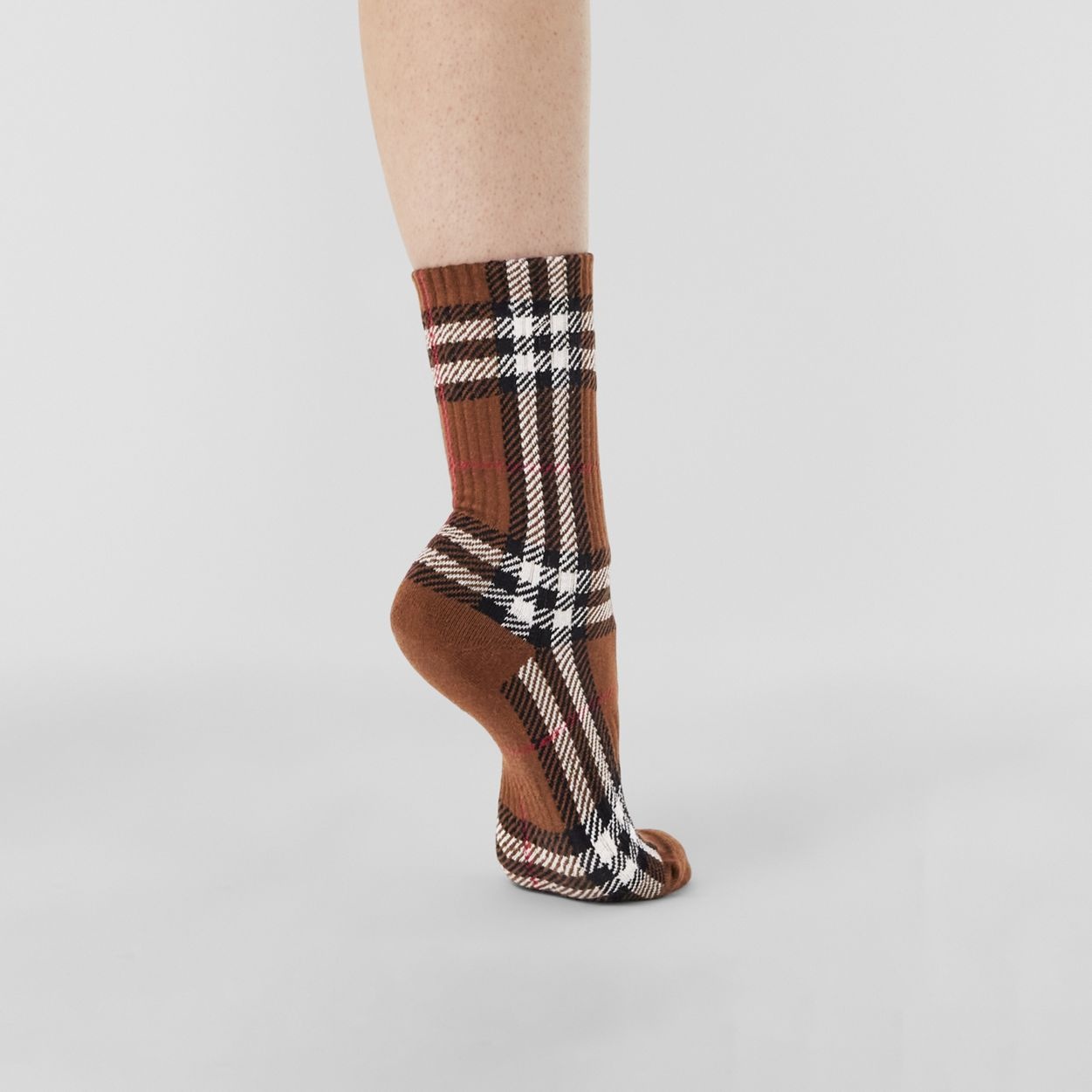 Check Intarsia Technical Stretch Cotton Socks - 3