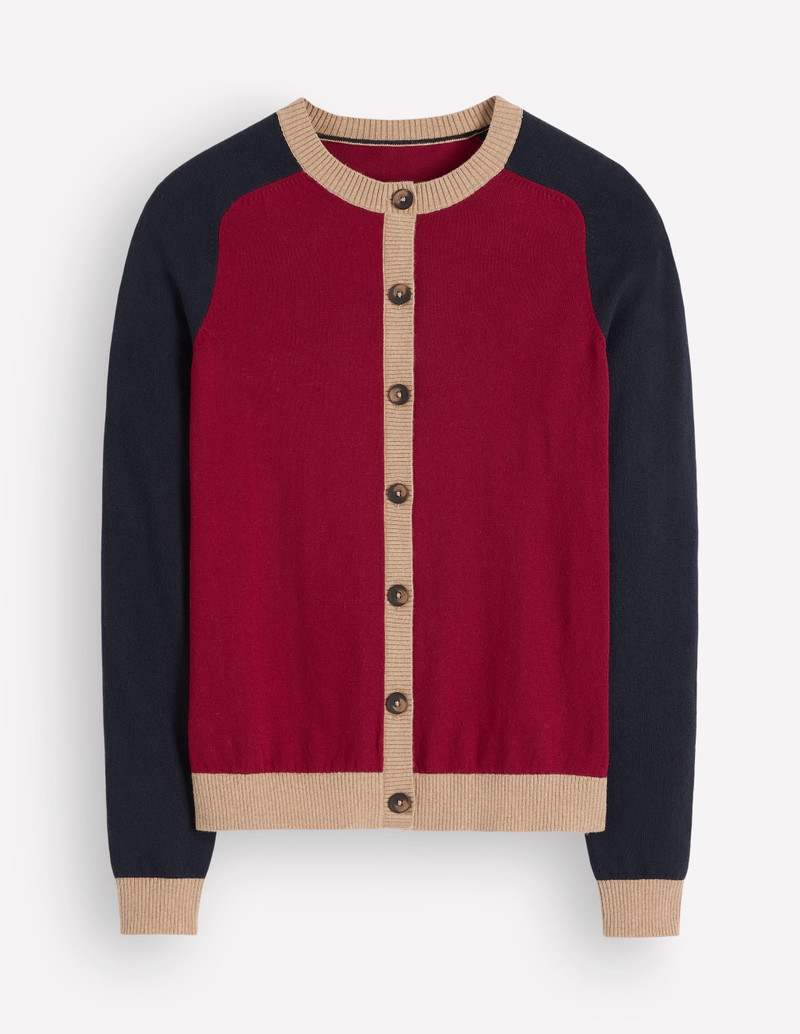 Meg Raglan Sleeve Cardigan-Red colour block - 1