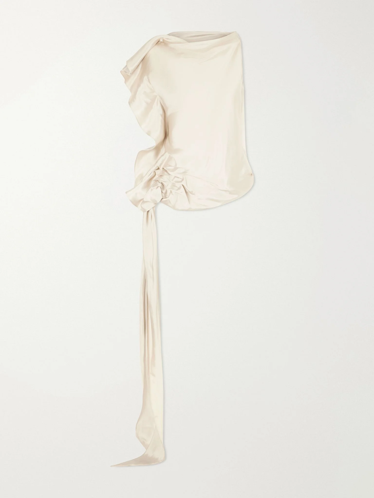 Elif asymmetric ruched woven blouse Ivory - 1