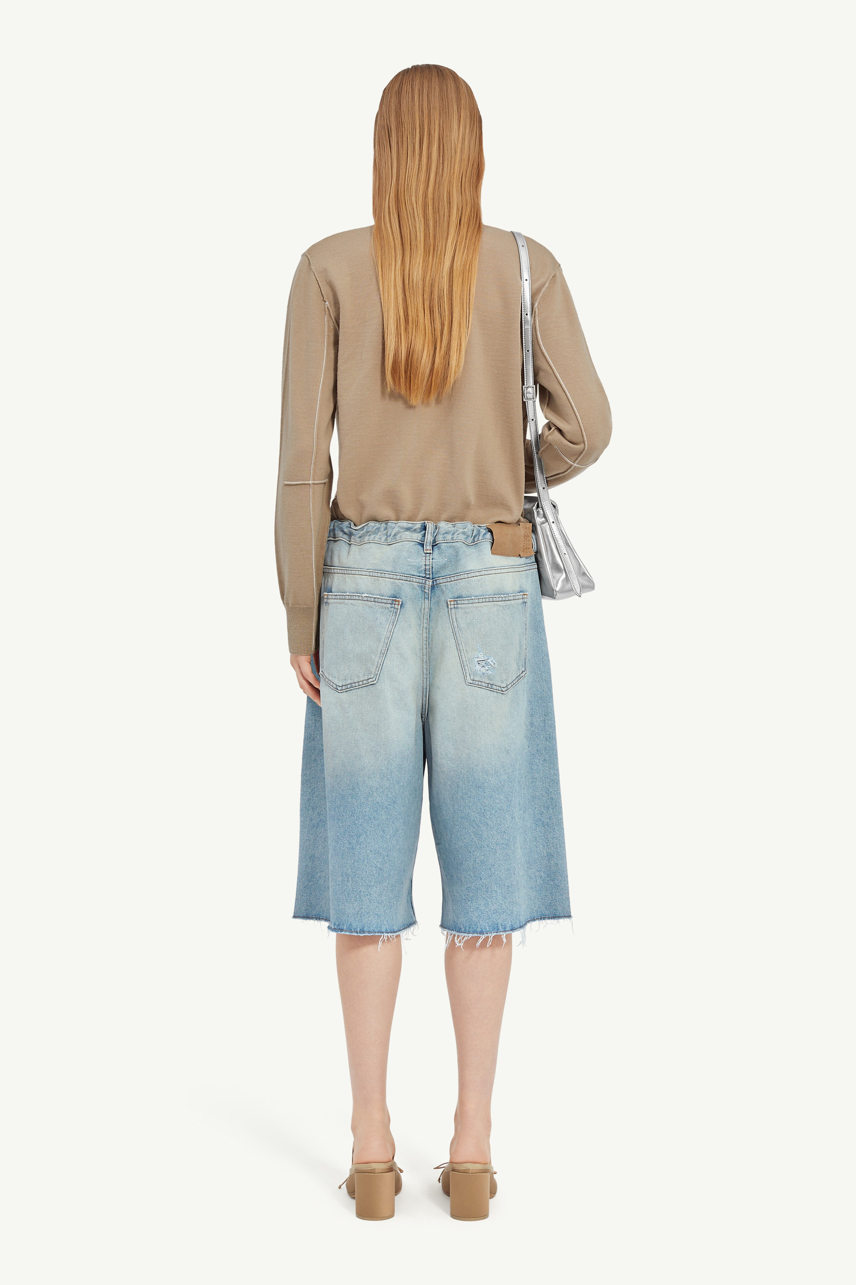 Taped denim shorts - 4