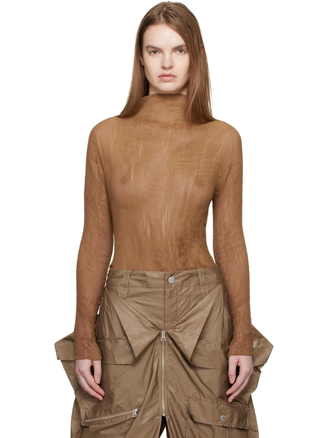 Beige Chiffon Twist 3 Top - 1