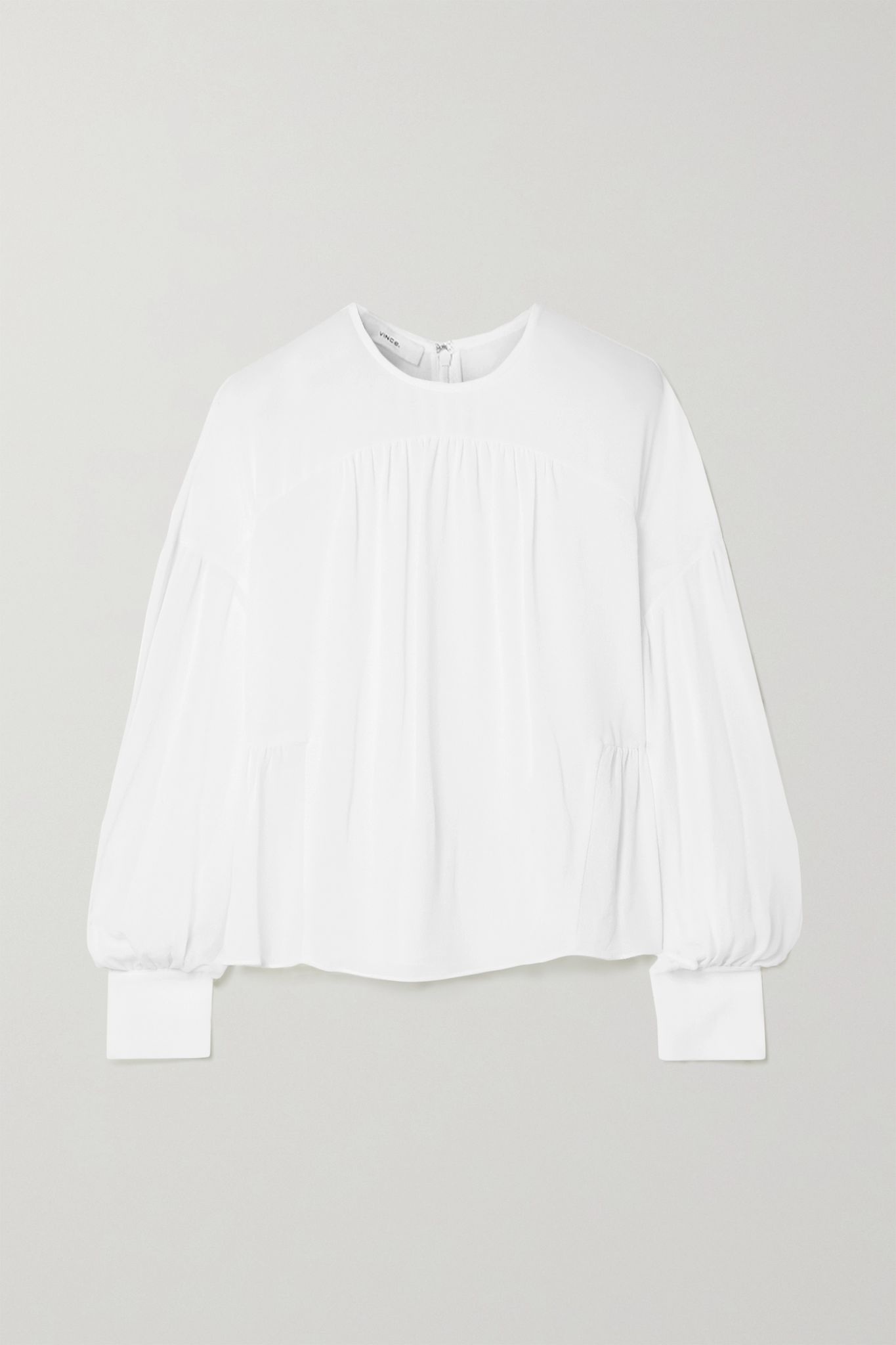 Gathered silk-crepe blouse - 1