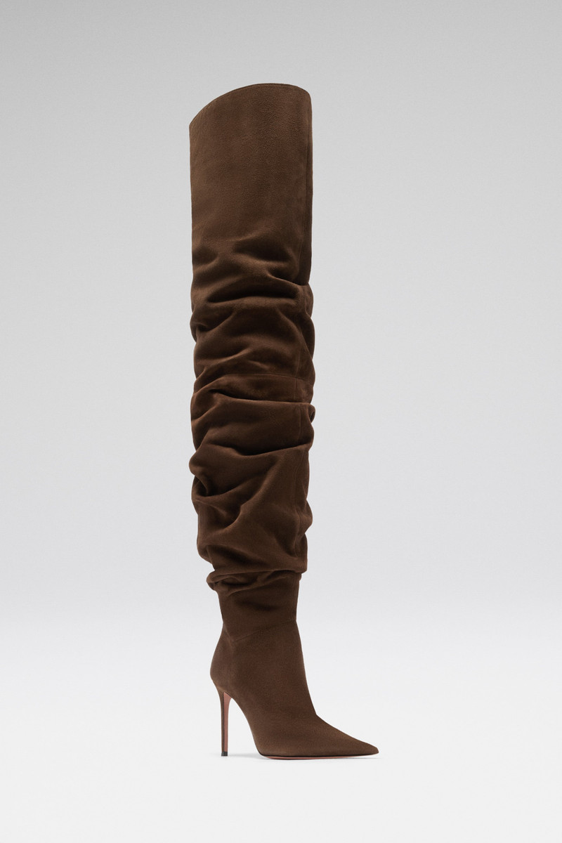Amina Muaddi JAHLEEL THIGH HIGH BOOT COFFEE SUEDE outlook