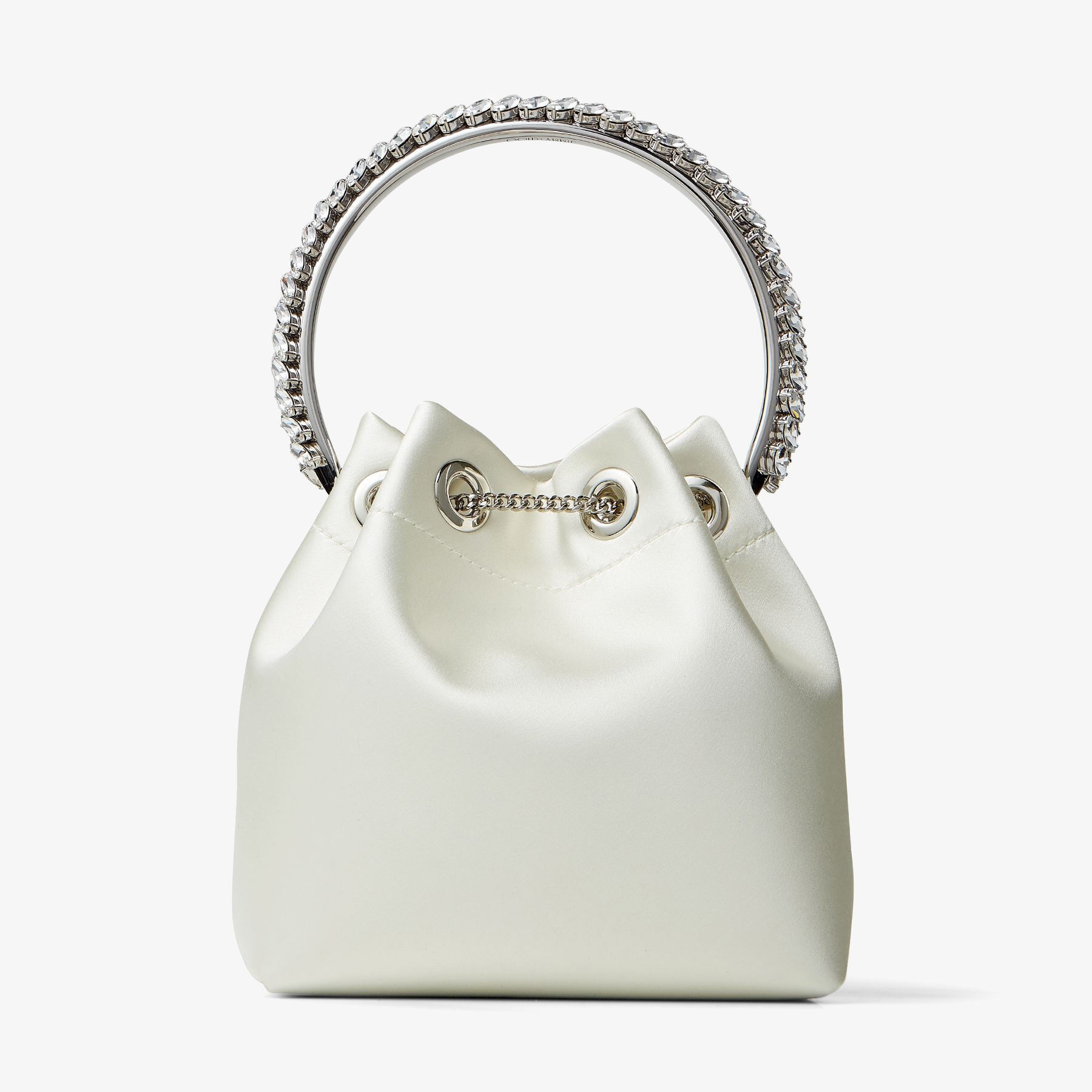 Bon Bon
Ivory Satin Bag with Crystal Handle - 5